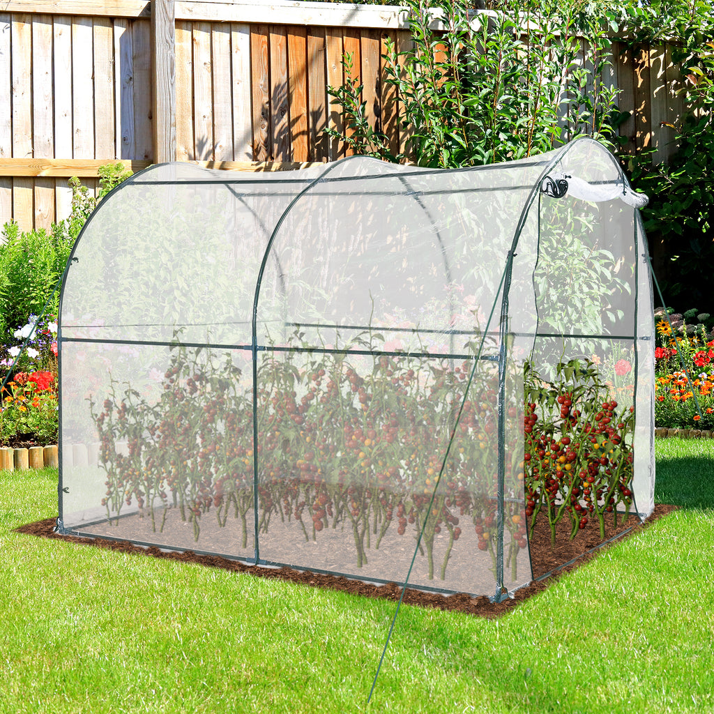 Outsunny Walk-in Polytunnel Greenhouse with Roll-up Door Transparent Tunnel Greenhouse with Steel Frame and PVC Cover, 2.5 x 2m - Inspirely