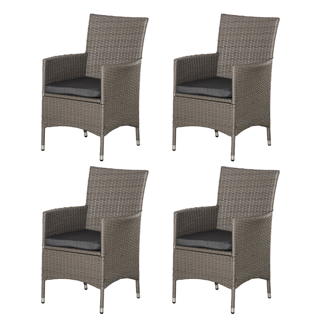 Outsunny 4PC Rattan Chair Patio Sofa Chairs Set Cushioned Outdoor Rattan Furniture
