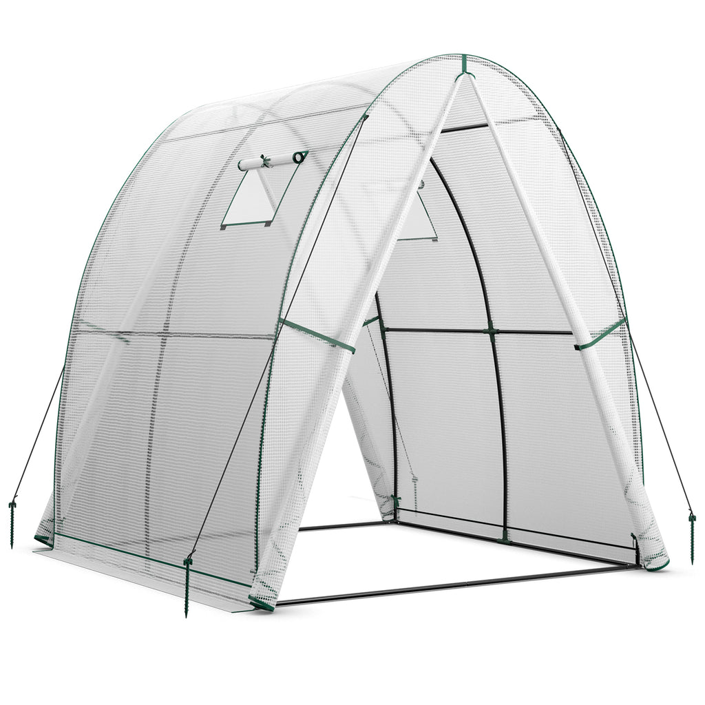 Portable Wall-in Tunnel Greenhouse with 2 Zippered Doors-White
