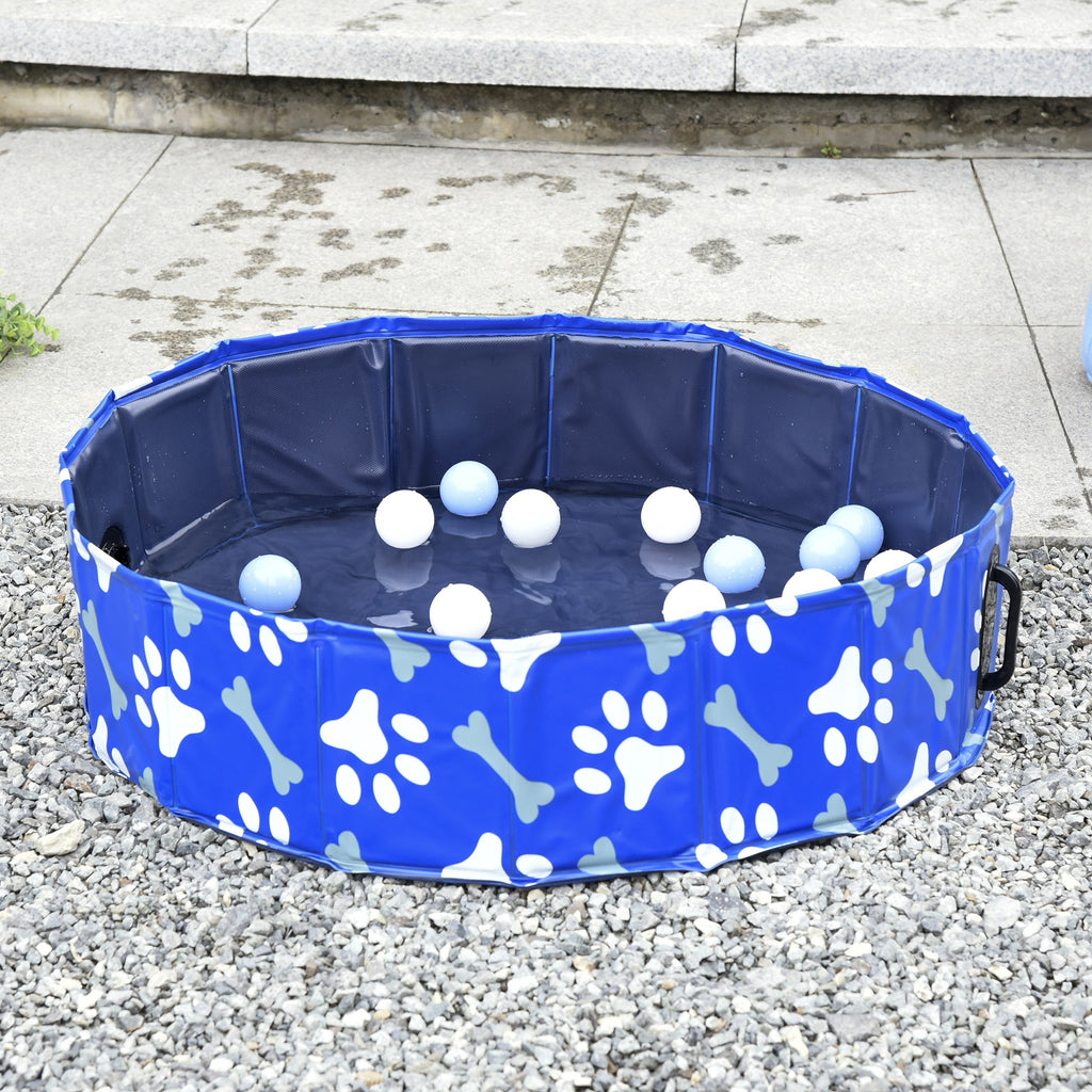 PawHut Dog Swimming Pool Foldable Pet Bathing Shower Tub Padding Pool Dog Cat Puppy Washer Indoor/Outdoor Φ80 × 20H cm XS Sized - Inspirely