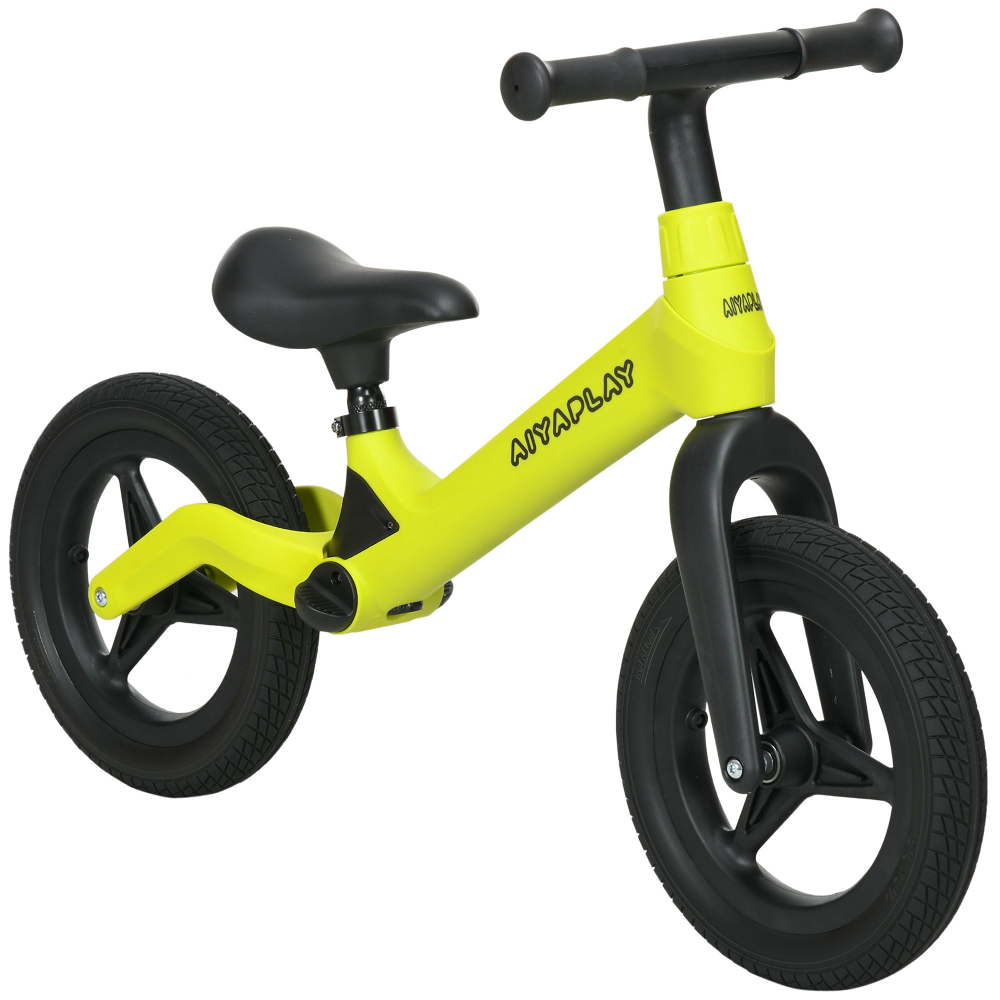 AIYAPLAY Balance Bike with Adjustable Seat and Handlebar, PU Wheels, No Pedal, Aged 30-60 Months up to 25kg - Green