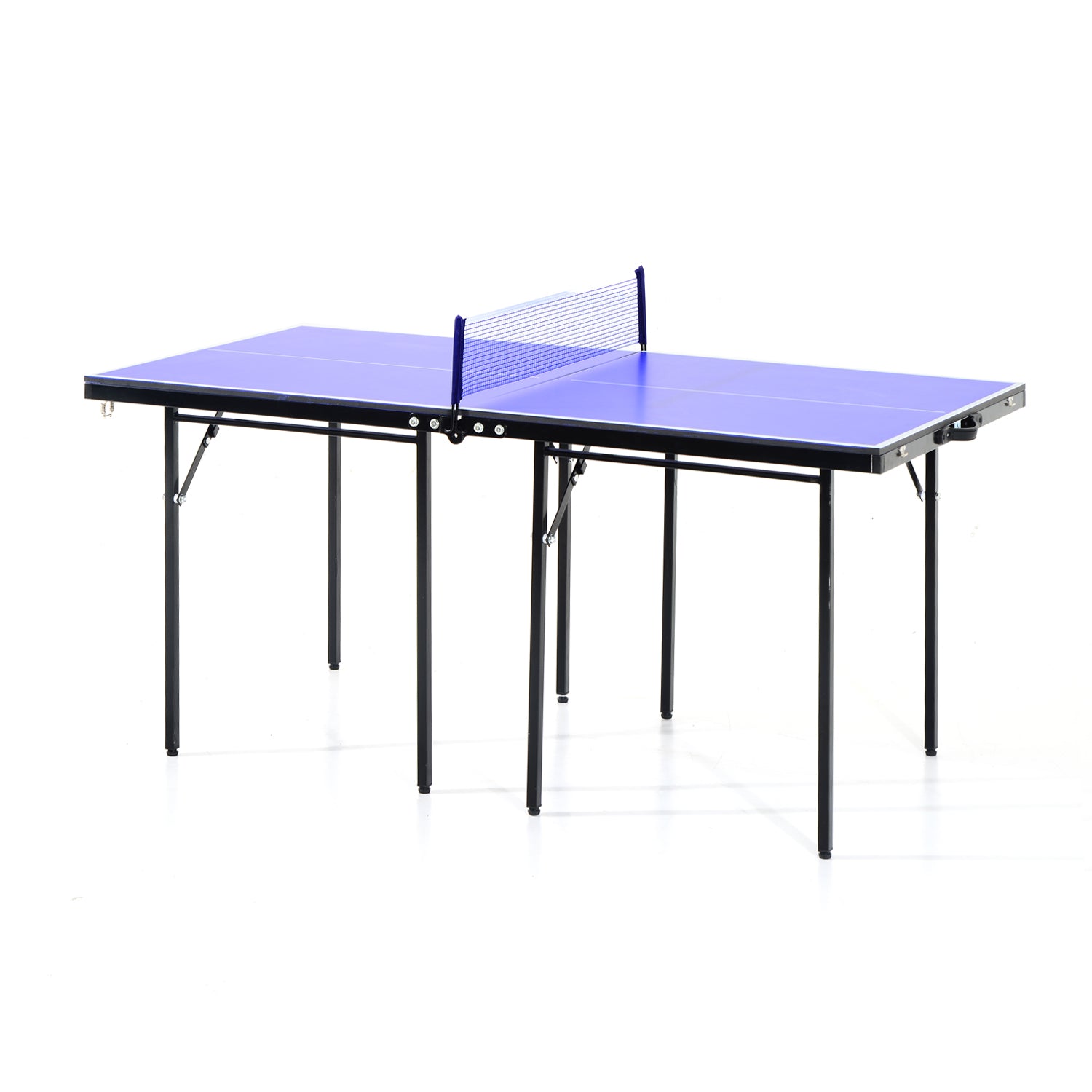 HOMCOM Folding Mini Compact Table Tennis Top Ping Pong Table Set Professional Net Games Sports Training Play Blue - Inspirely