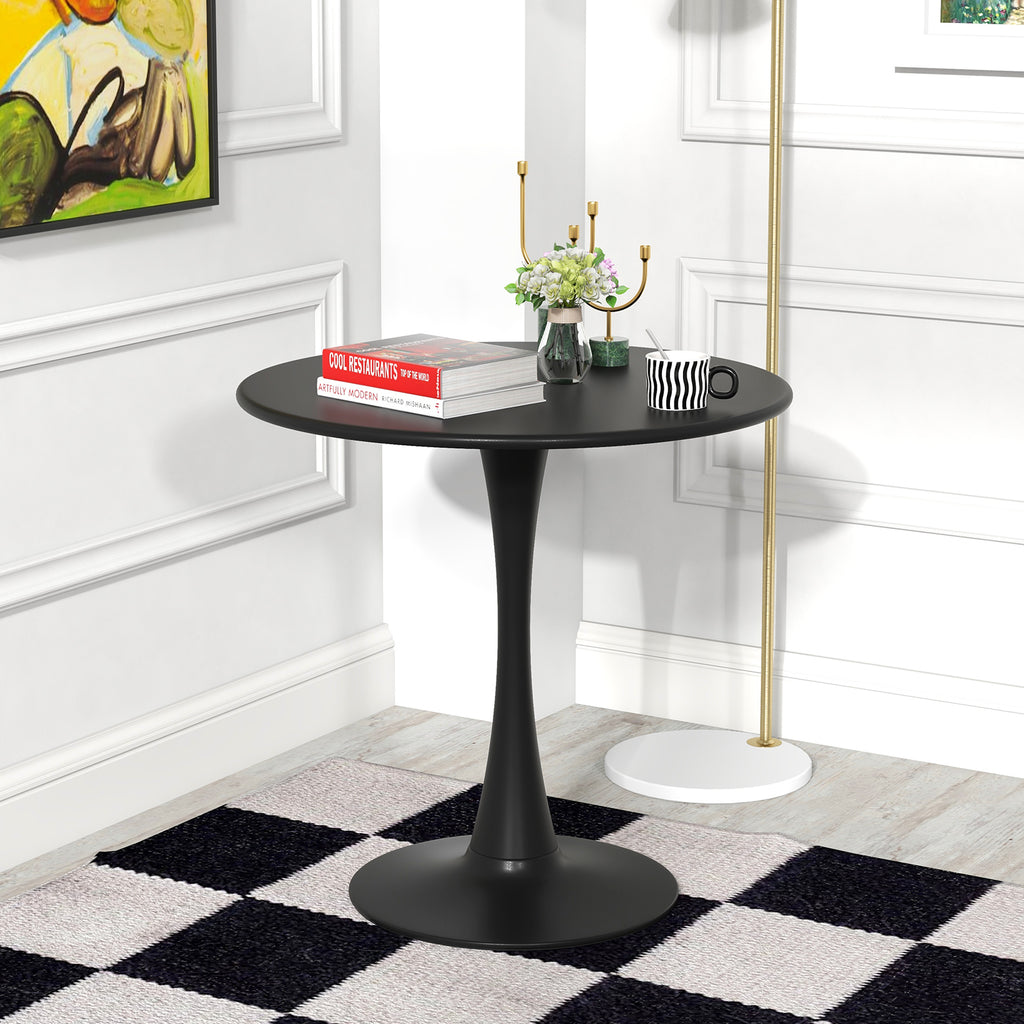80 cm Round Dining Table Tulip Table with Anti-Slip PP Ring-Black