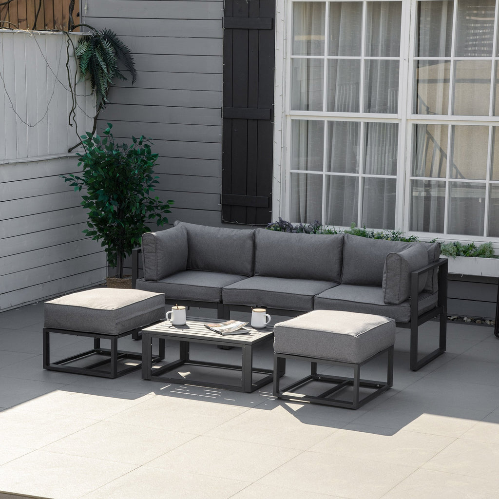 6 PC Outdoor Sectional Sofa Set Garden Daybed Coffee Table Footstool - Inspirely
