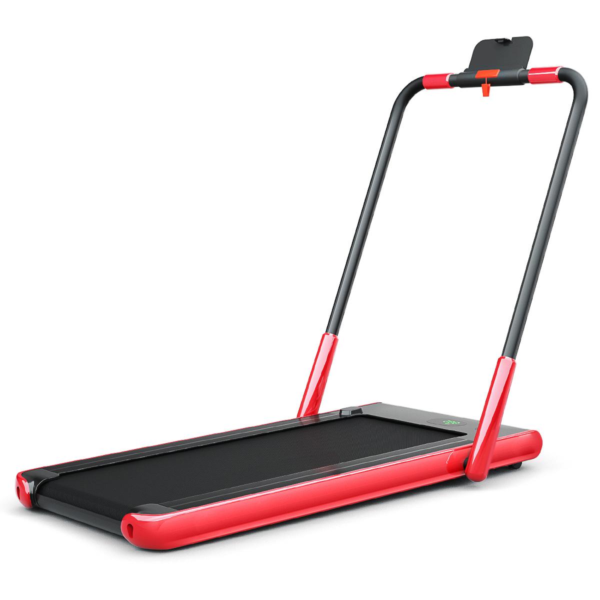 Folding Treadmill with LED Display Bluetooth Speaker Red