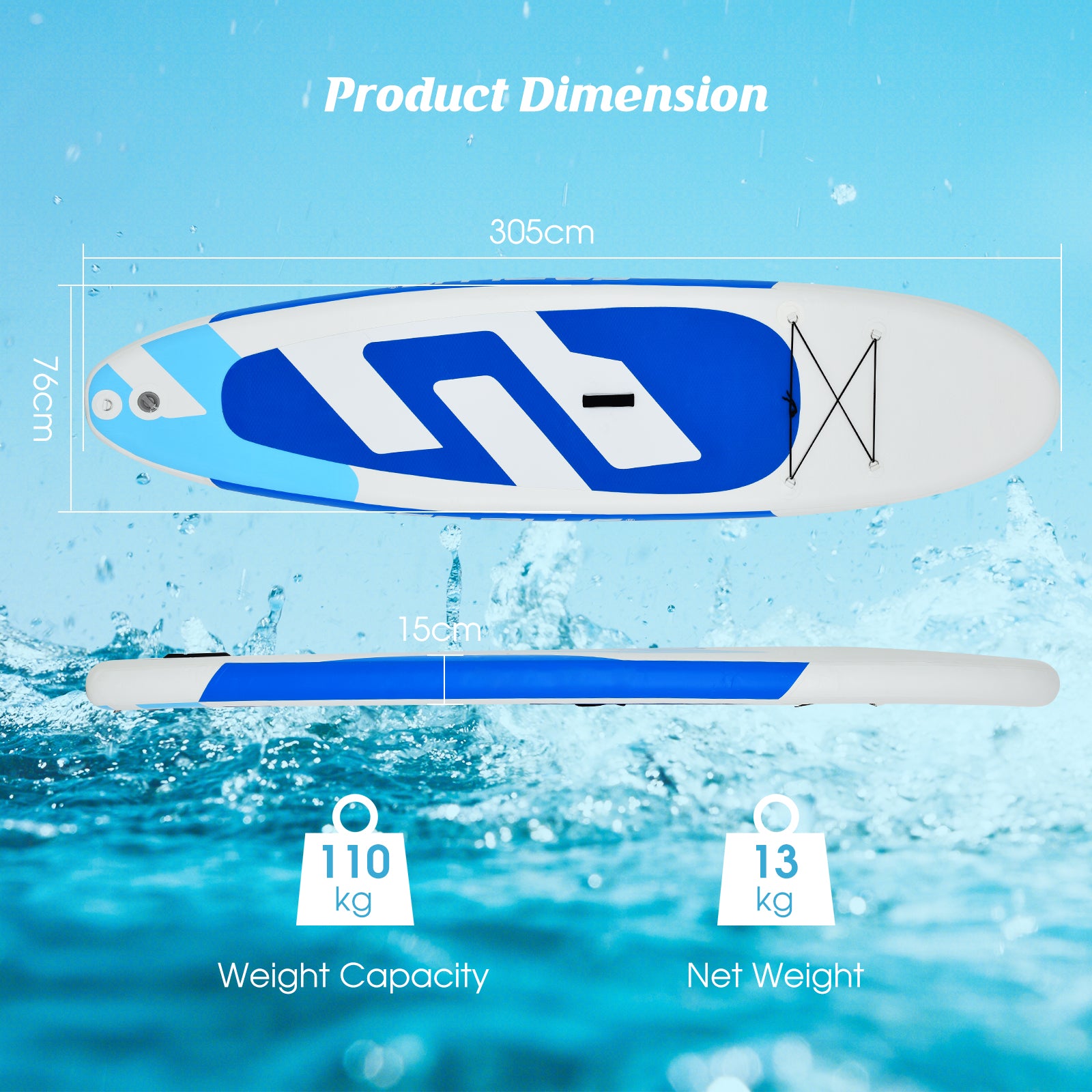 Inflatable Stand Up Paddle Board with Removable Fin-Navy