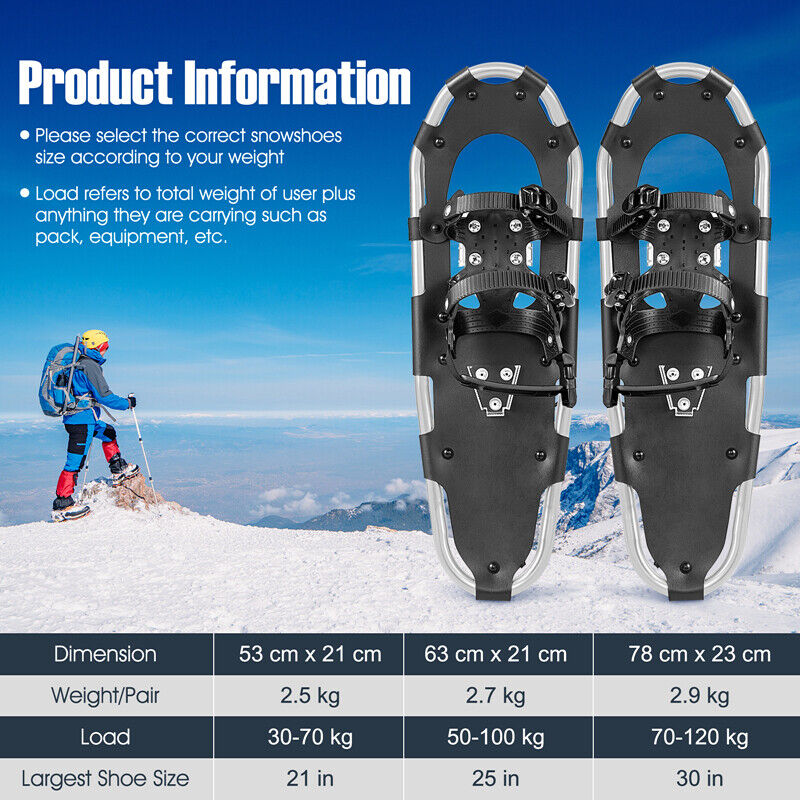 4-in-1 Lightweight Terrain Snowshoes for Adults Youth Kids-25 Inches:63 cm x 21 cm