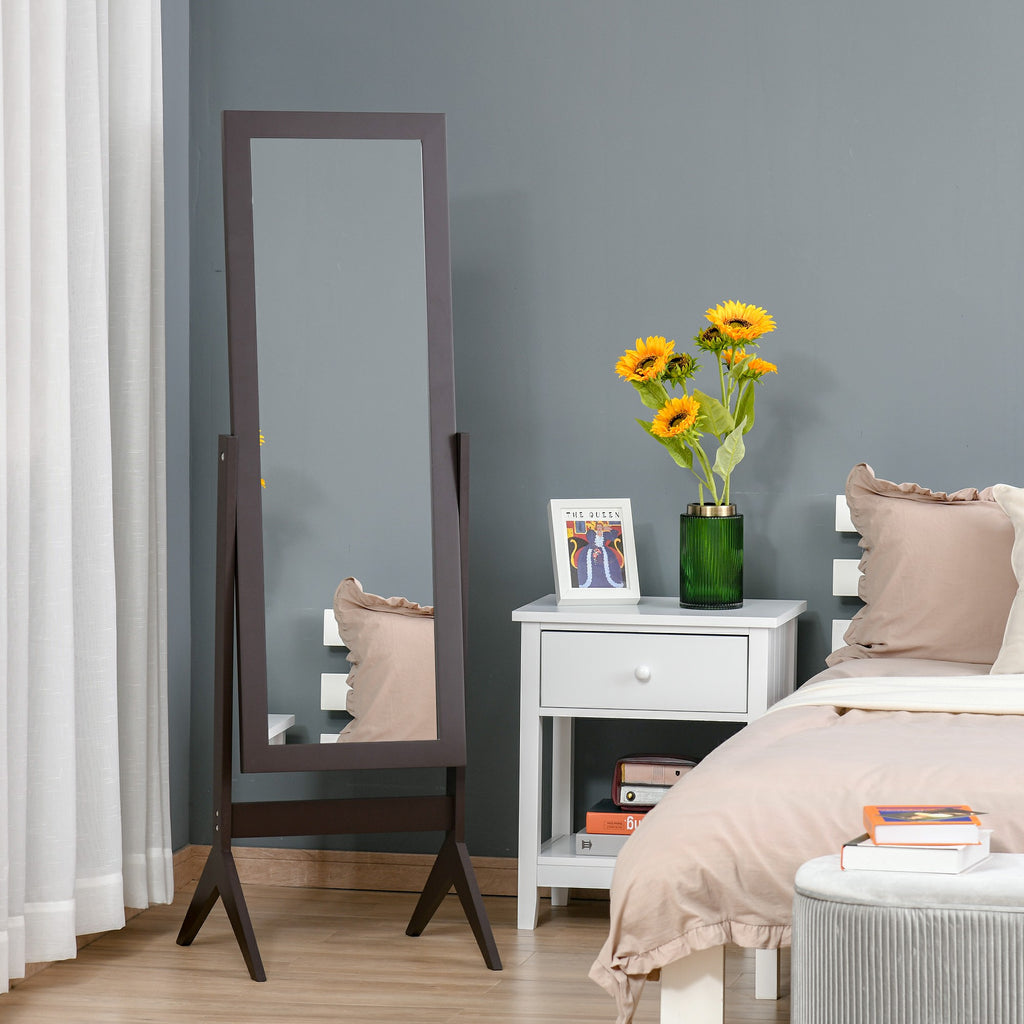 HOMCOM Freestanding Dressing Mirror Bedroom Tall Adjustable Angle 148x47cm Brown