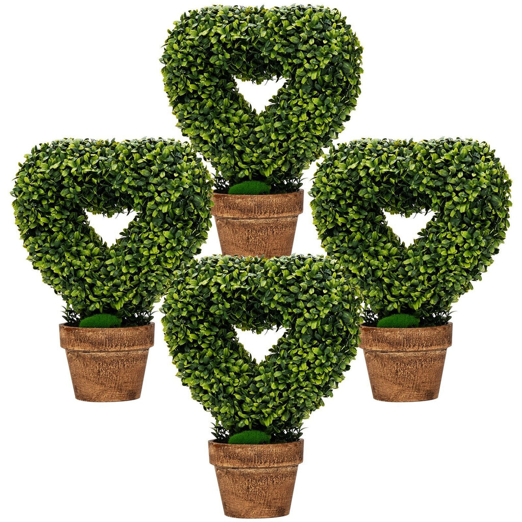 4 Pieces Heart Shape Artificial Plant Set Green