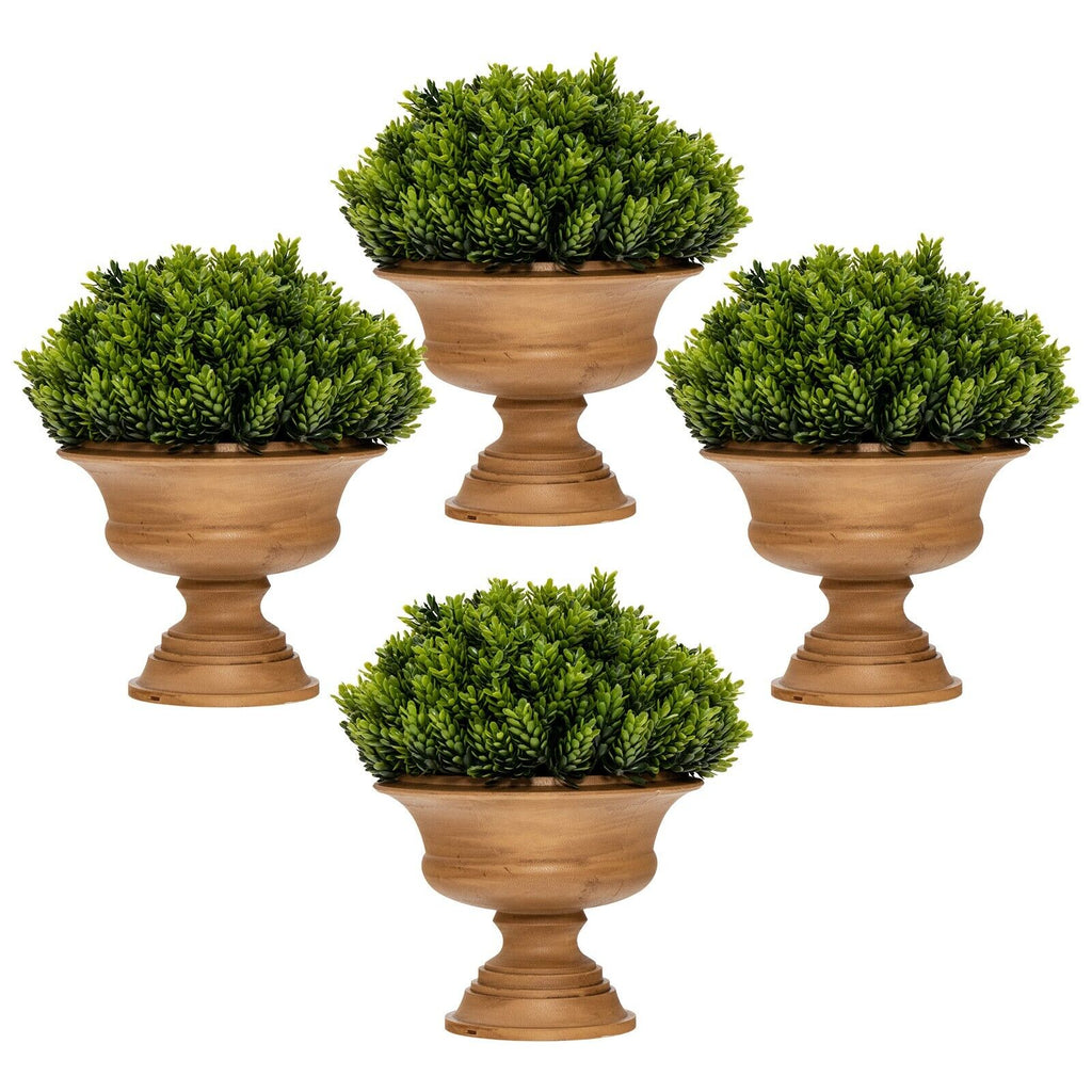 4 Pieces Mini Faux Pine Cone Tree Set with Pots Green