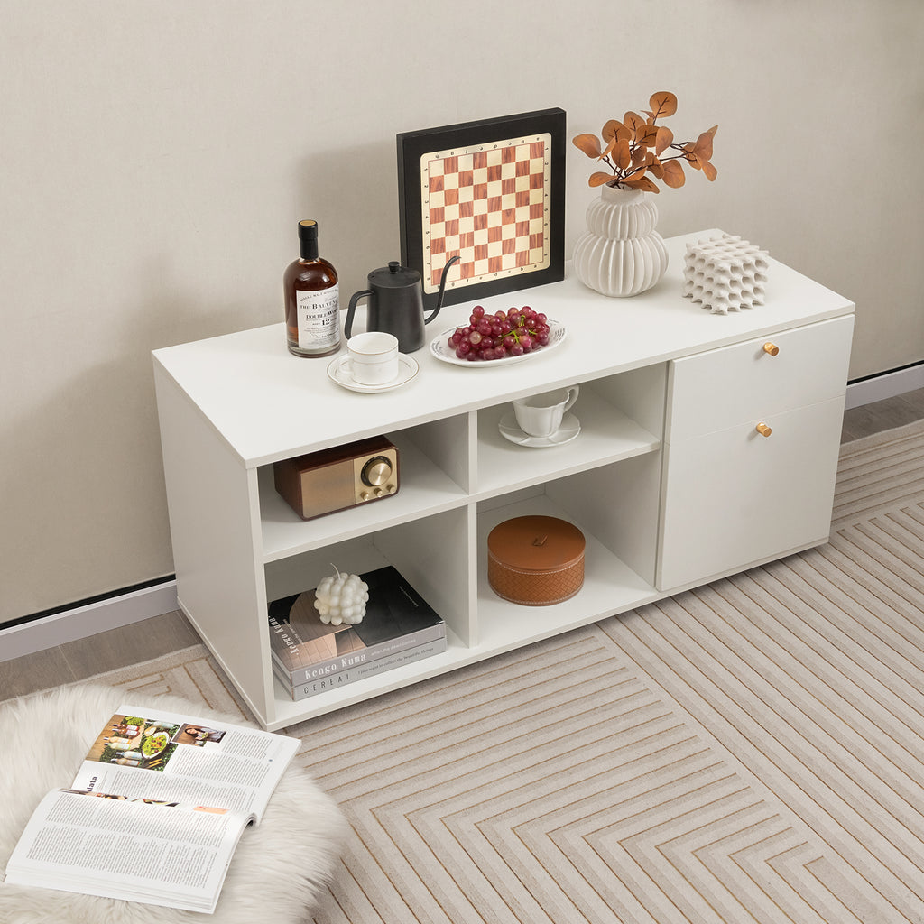 Storage Cabinet with 2 Drawers 4 Cubes-White