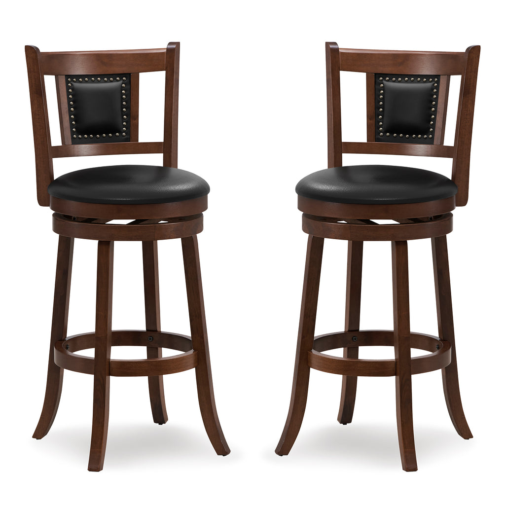 65/74 cm Swivel Bar Stool Set of 2 with Curved Backrest-25 Inches