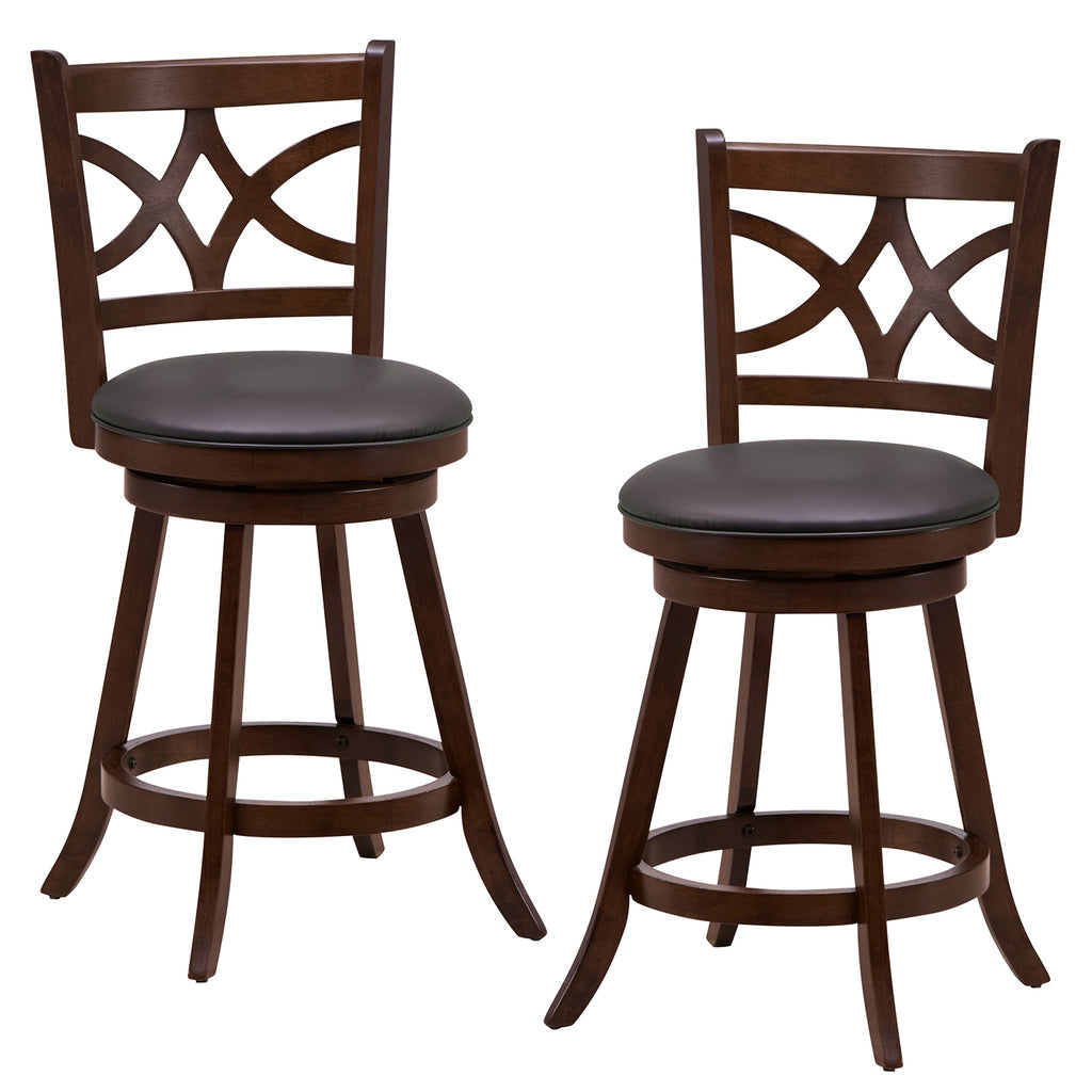 61/74 cm Swivel Counter Height Bar Stools with Backrest and Footrest-61 cm
