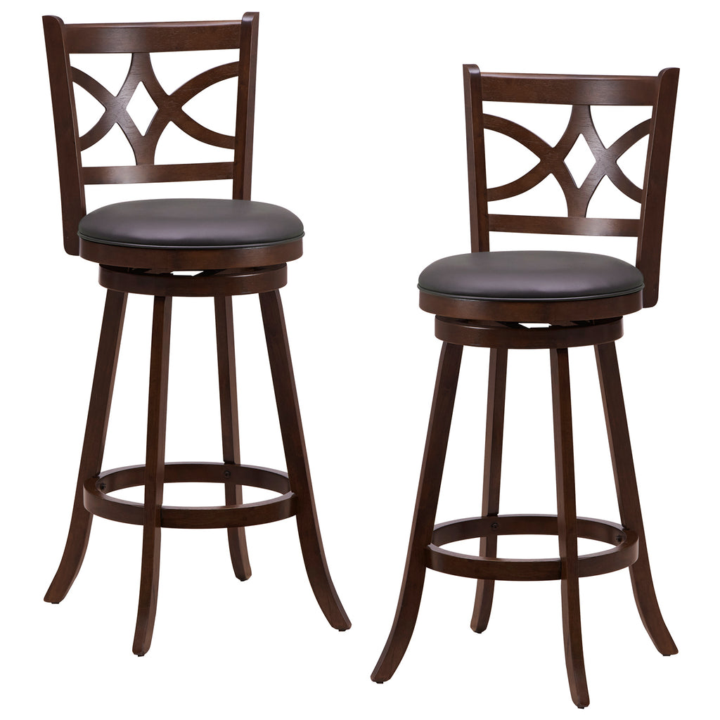 61/74 cm Swivel Counter Height Bar Stools with Backrest and Footrest-74 cm