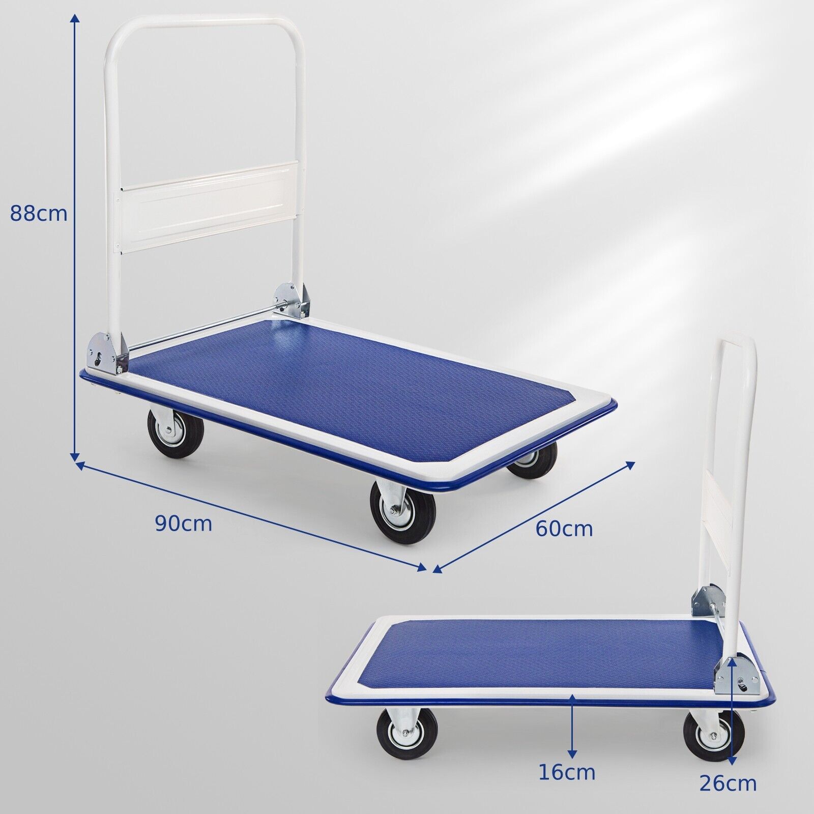 Folding Platform Trolley with Handle and Swivel Wheels