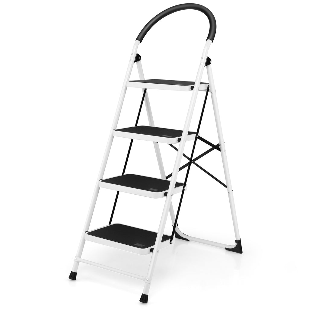 Folding Anti Slip 4 Step Ladder with Extra Wide Platform