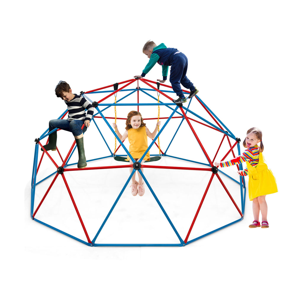 10FT Kids Geometric Dome Climber with Convenient Grip-Blue; Red