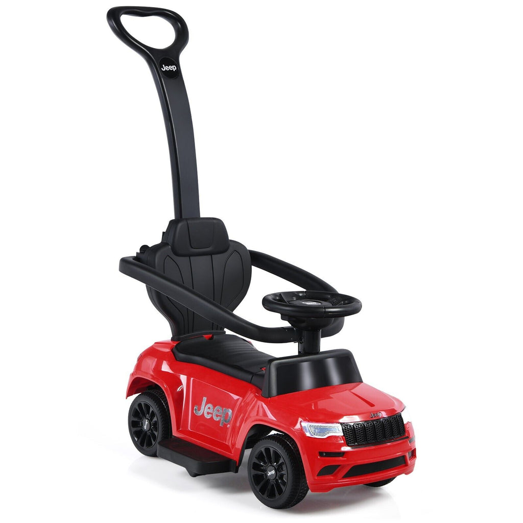 3-In-1 Kids Ride-On Push Car with Adjustable Visor-Red