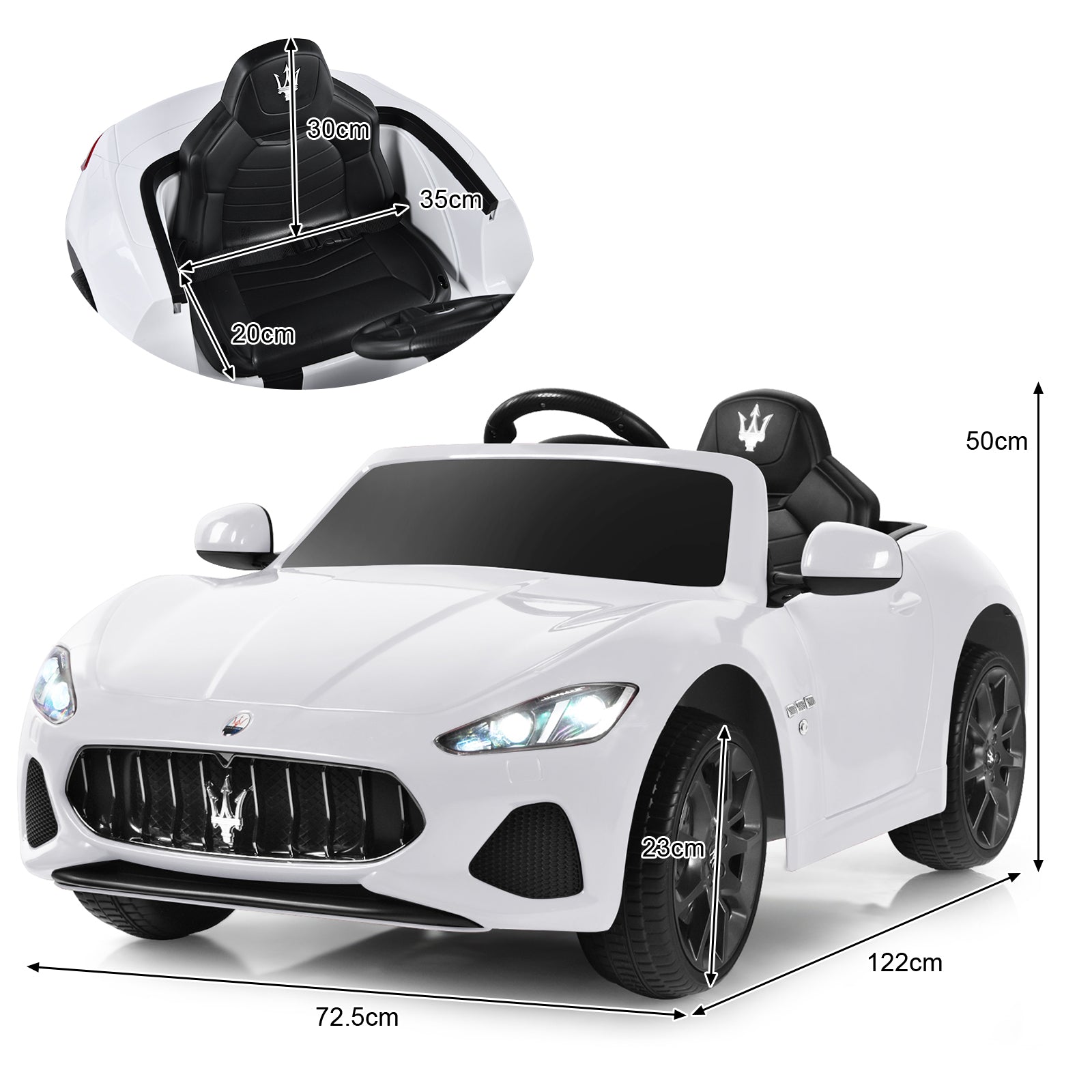 12V Battery Powered Compatible Maserati Toy Vehicle-White