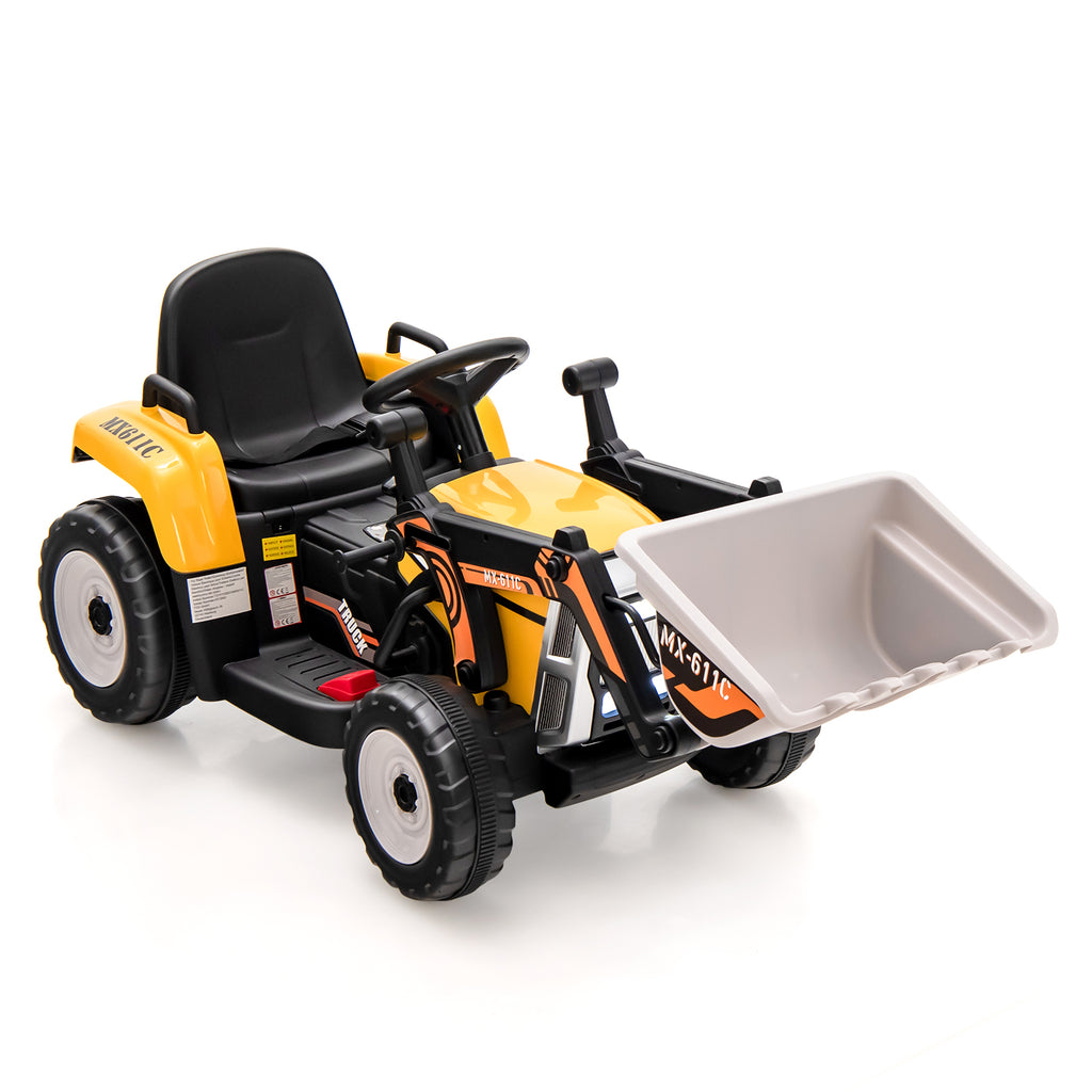 12V Battery Powered Loader Digger with Adjustable Arm and Bucket-Yellow