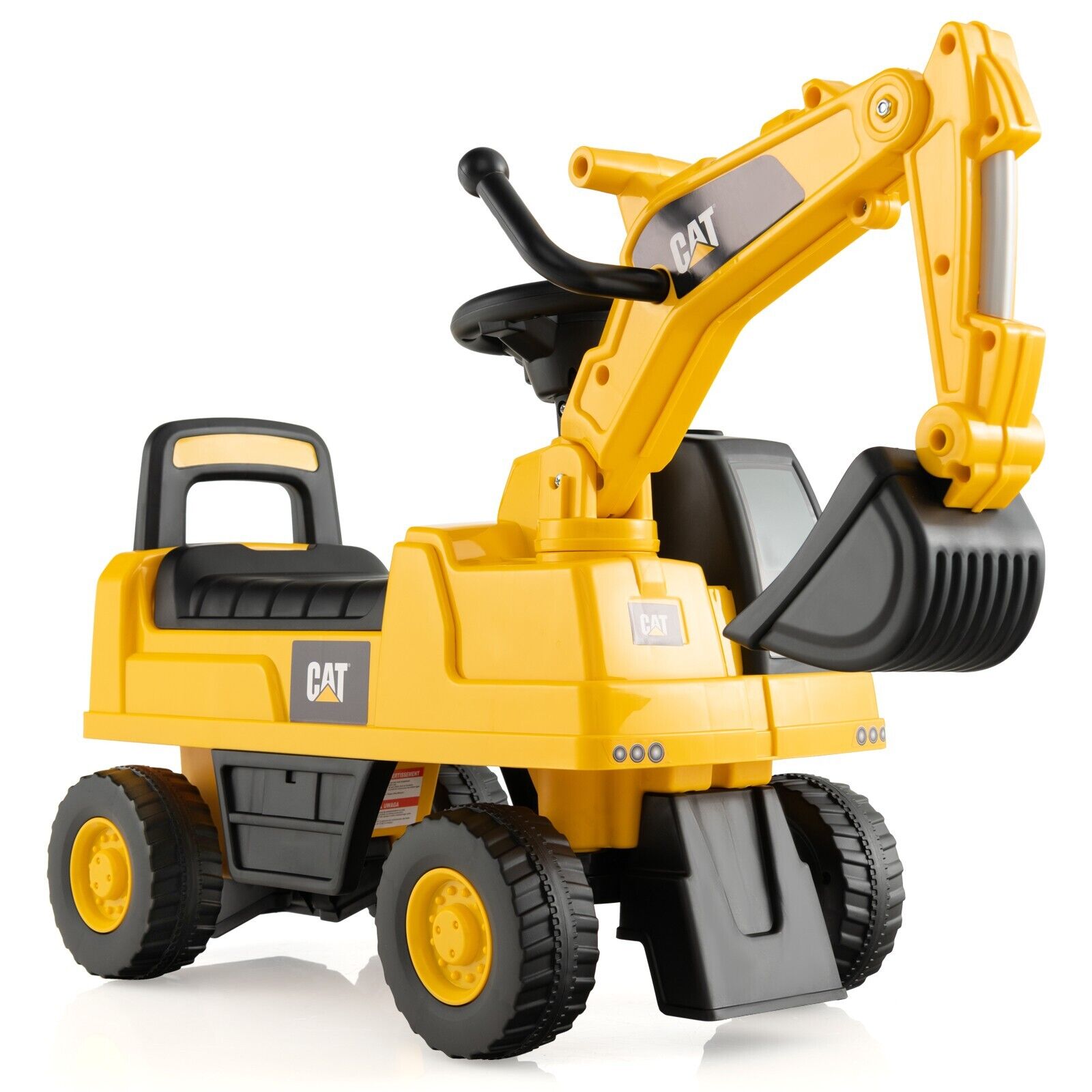 Kid's Rid-On Digger with Rotatable Digging Bucket-Yellow