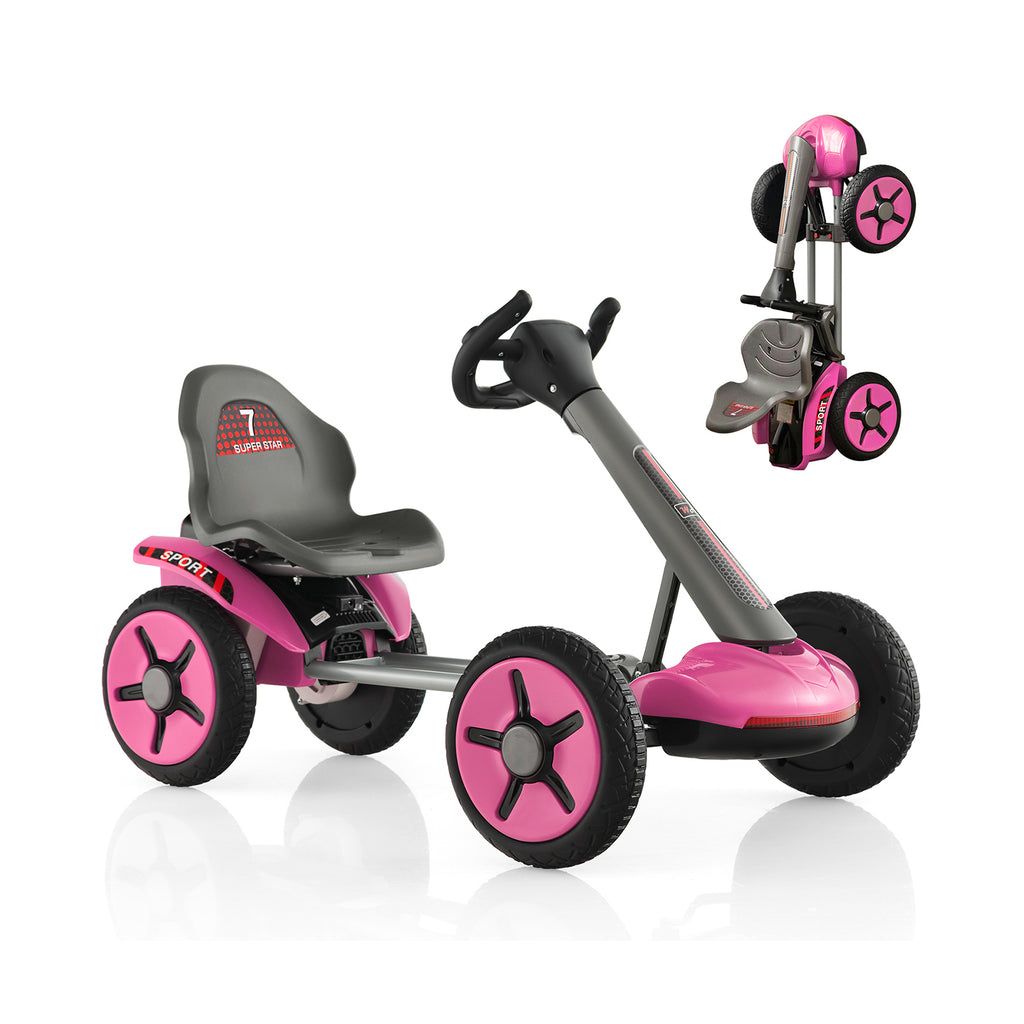 12V Electric Ride on Car with Adjustable Steering Wheel and Seat-Pink
