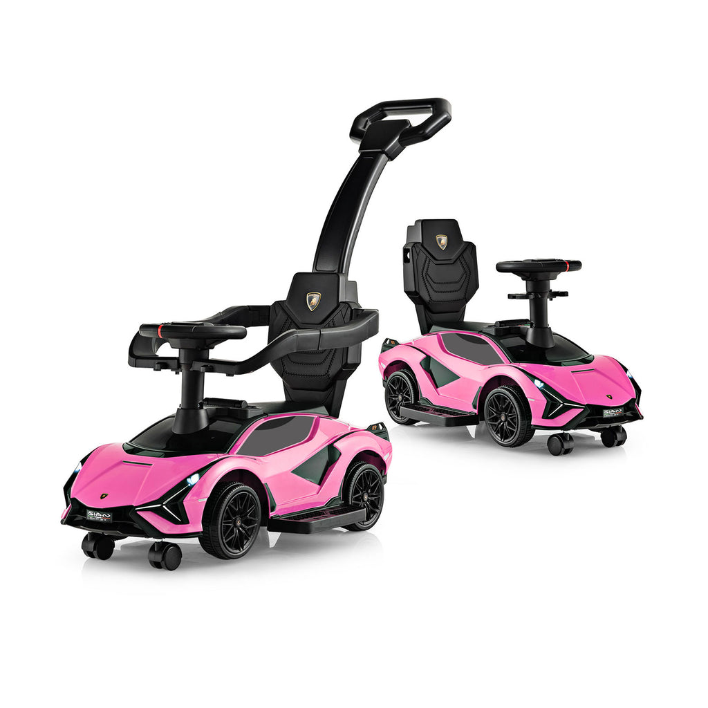 3-in-1 Ride On Push Car with Removable Guardrails and Handle - Pink