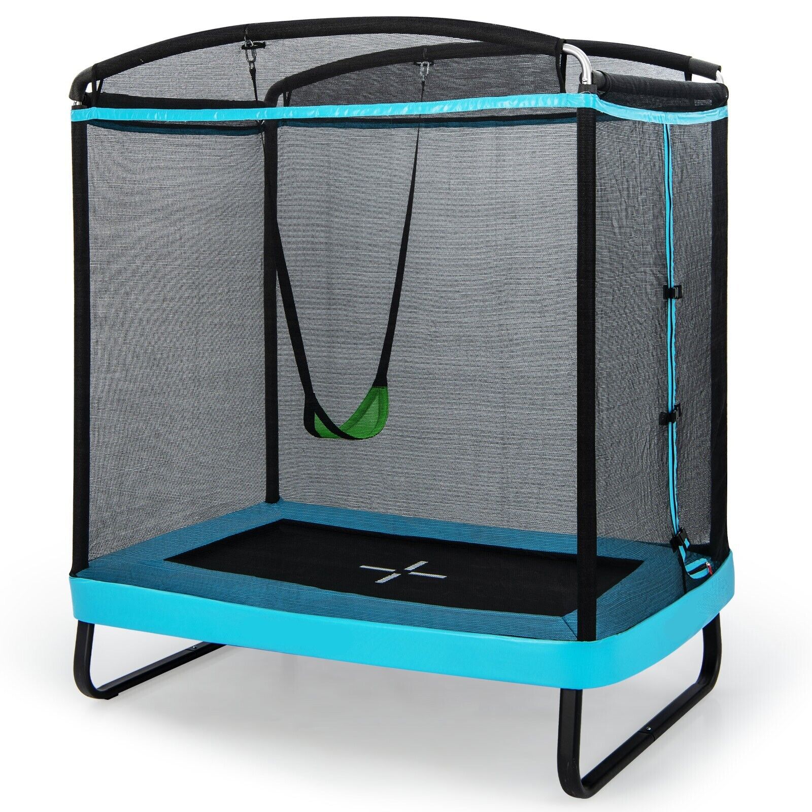 6 Feet Kids Trampoline with Swing and Enclosure Safety Net-Blue