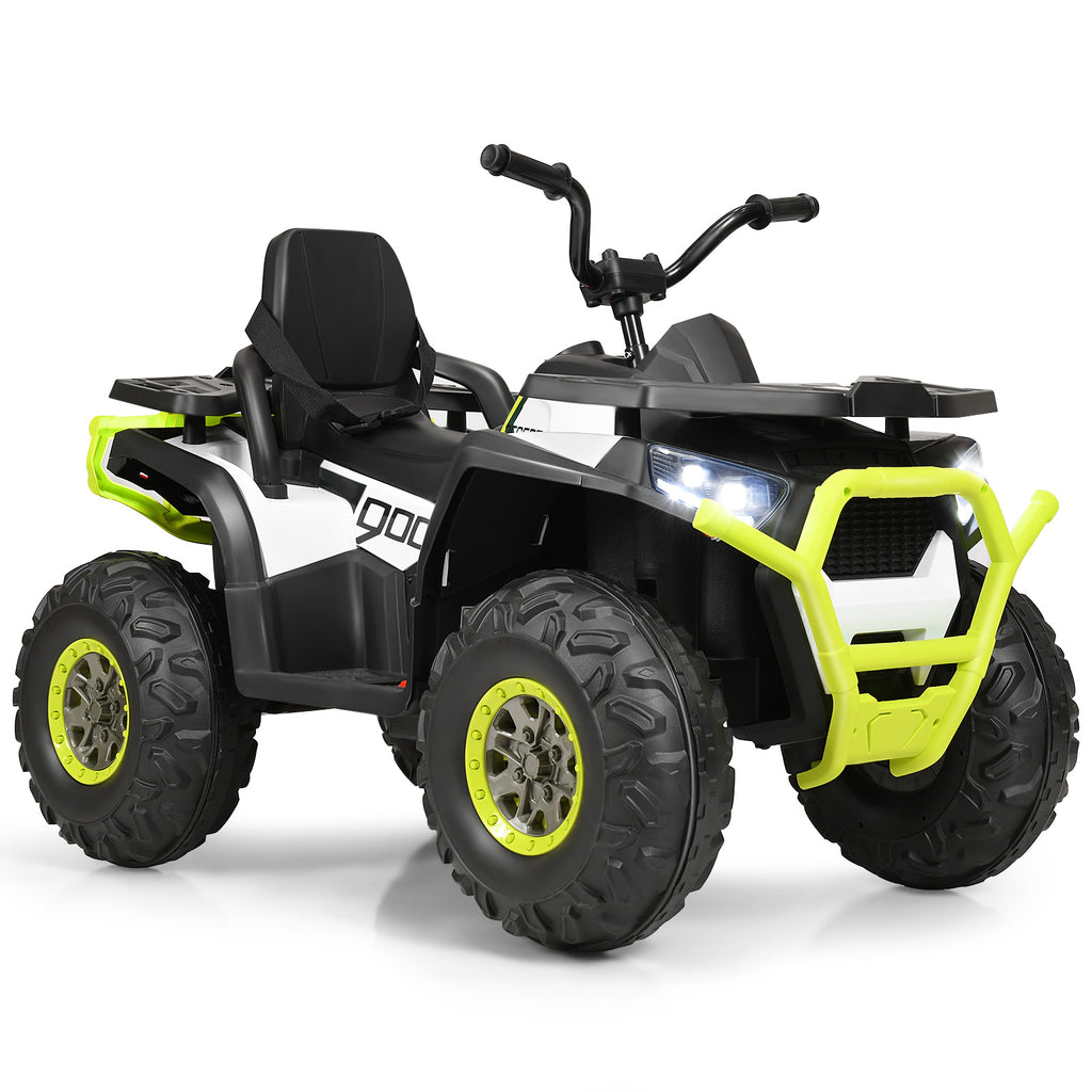 12V Kids Electric 4-Wheeler ATV Quad Ride On Car Toy with LED Lights and Music-White