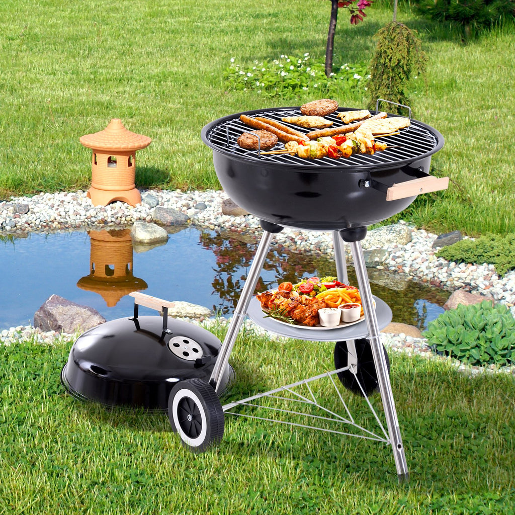Outsunny Charcoal Grill Portable Charcoal BBQ Round Kettle Grill Outdoor Heat Control Party Patio Barbecue - Inspirely