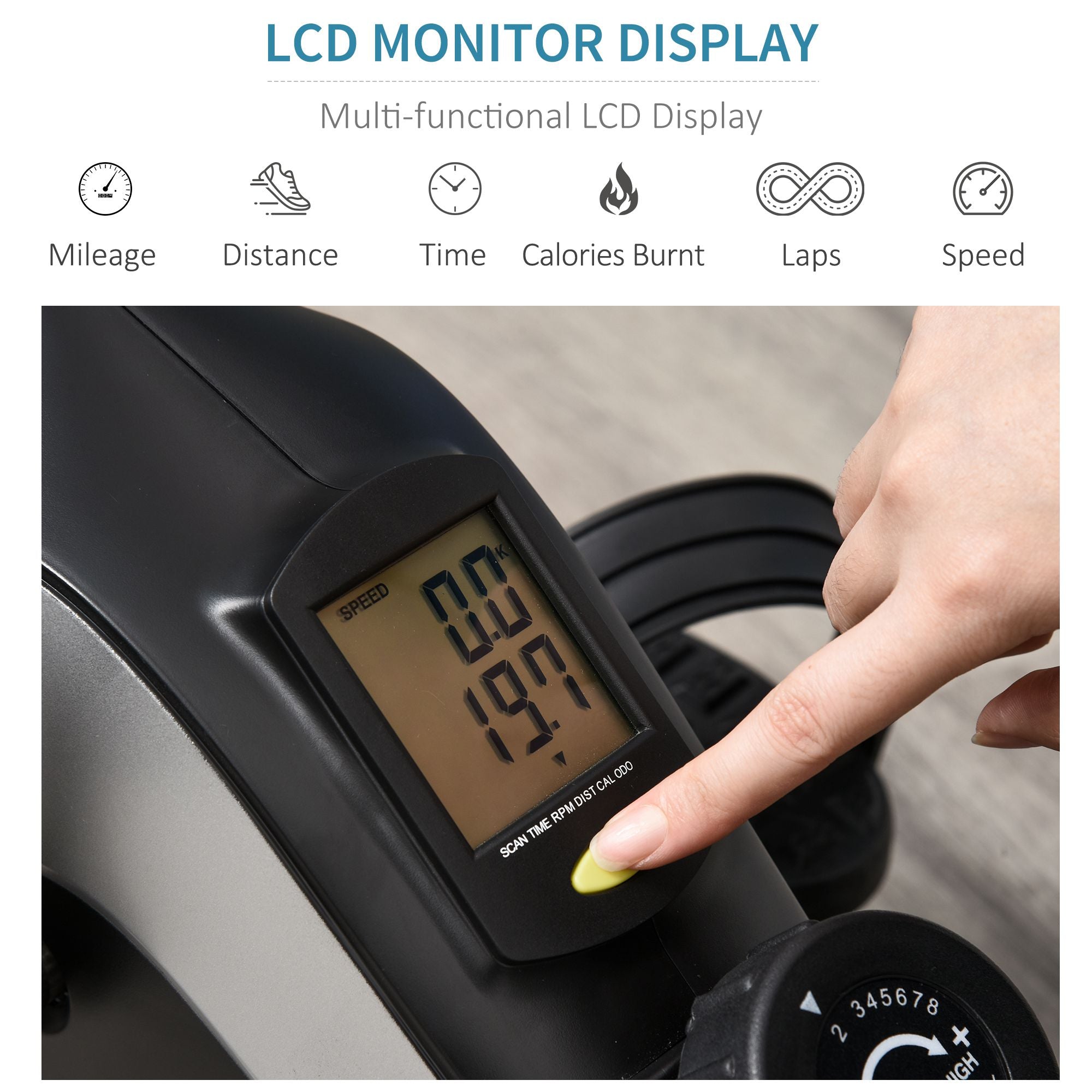 HOMCOM Mini Exercise Bike Under Desk Bike 8 Levels Magnetic Resistance Stationary Bike Leg Fitness w/ LCD Display - Inspirely
