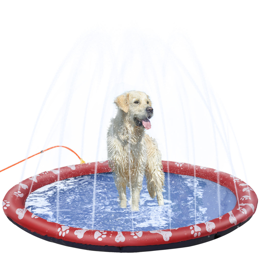 PawHut Splash Pad Sprinkler Mat for Pets Dog Bath Pool Water Game Mat Outdoor - Inspirely