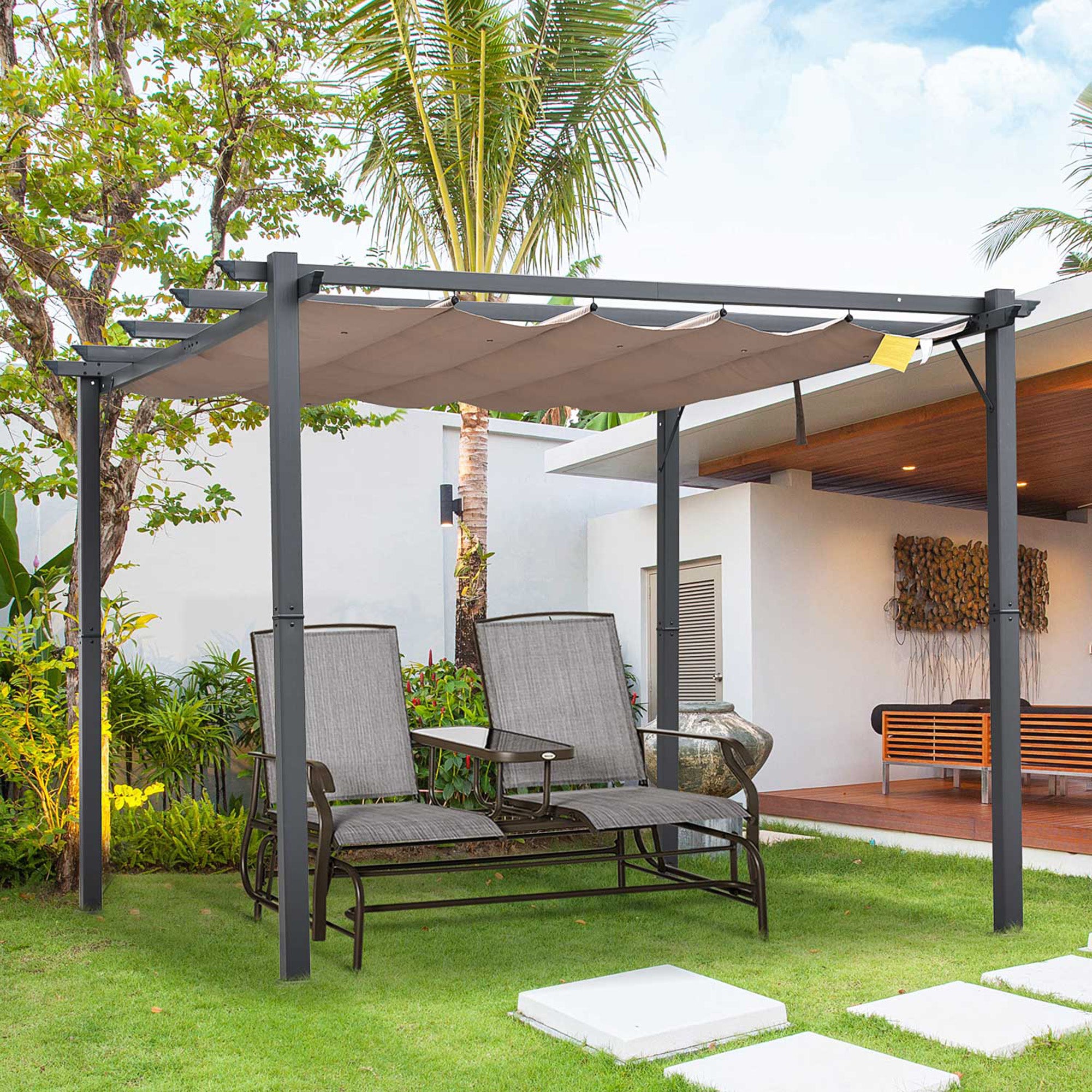 Outsunny 3 X 3 Meter Aluminium Pergola Canopy Gazebo Awning Outdoor Garden Sun Shade Shelter Marquee Party BBQ - Inspirely