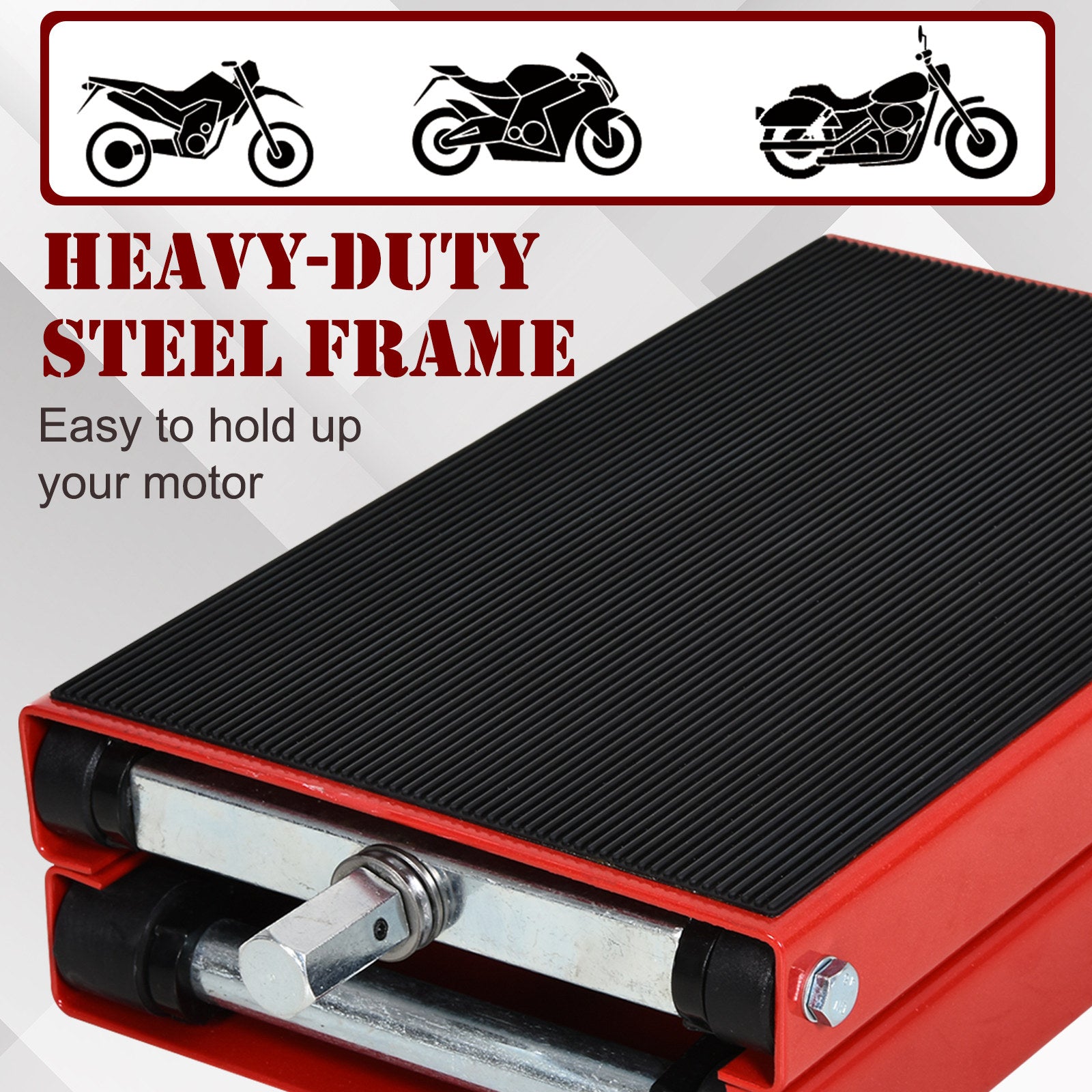 DURHAND Steel Manual Repair Motorcycle Lift Platform Red - Inspirely