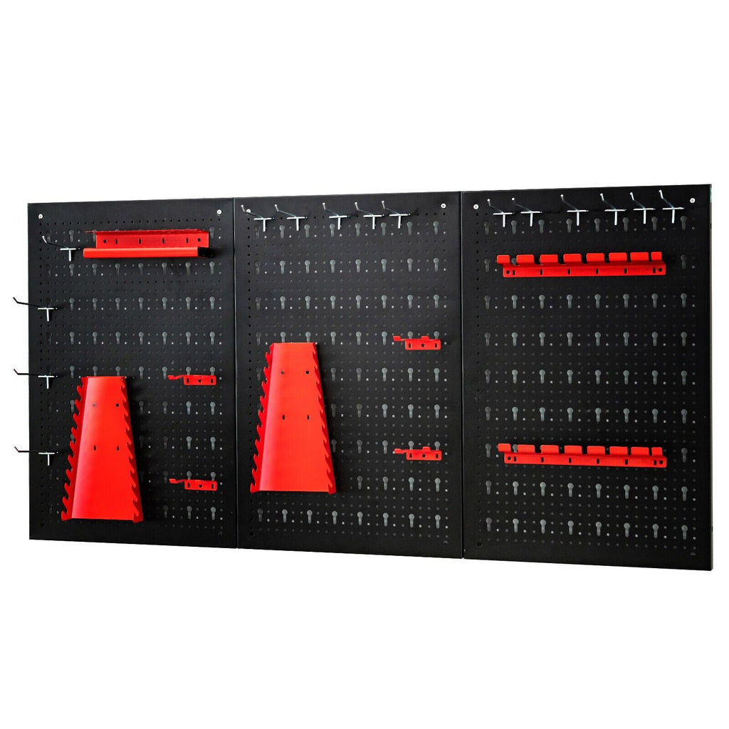 Wall-mounted Metal Pegboard Tool Storage Kit with 3 Pegboards