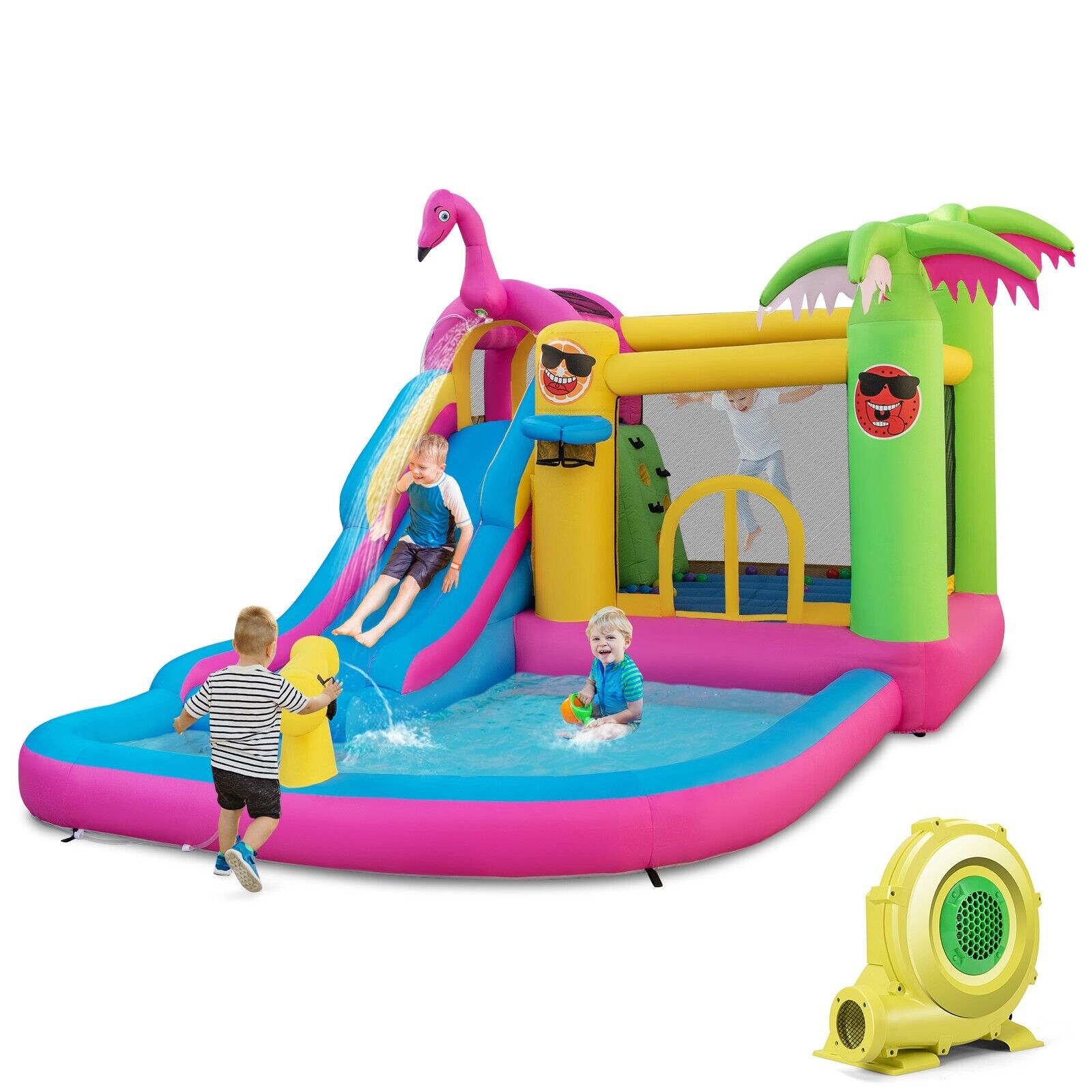 Inflatable Water Slide Bouncy House with 680W Air Blower