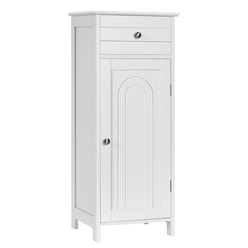 1-Door Freestanding Bathroom Storage Cabinet with Drawer and Adjustable Shelfs-White