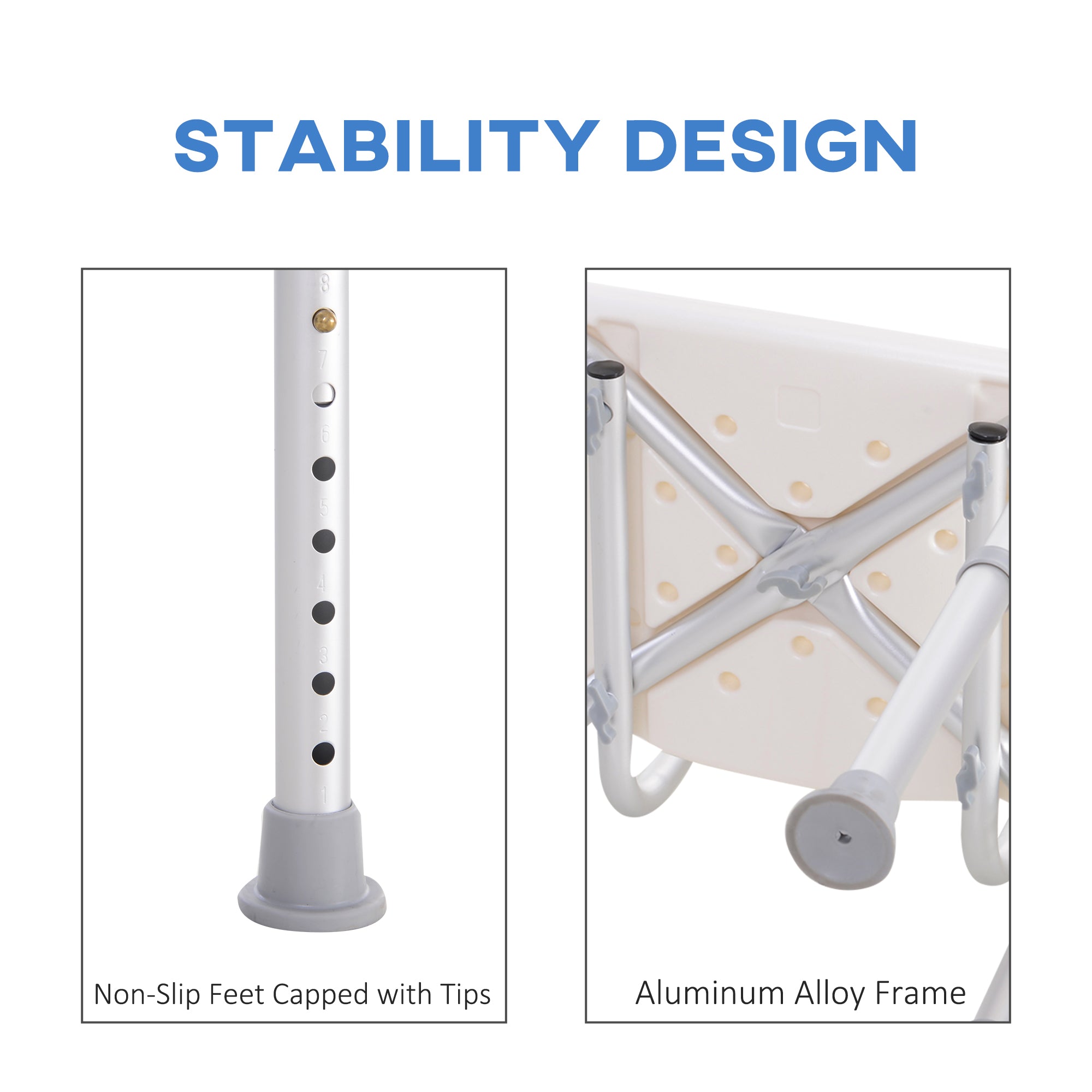 HOMCOM Bath Chair Shower Stool Safety Seat Bathroom Adjustable Positions Elderly Aids - Inspirely