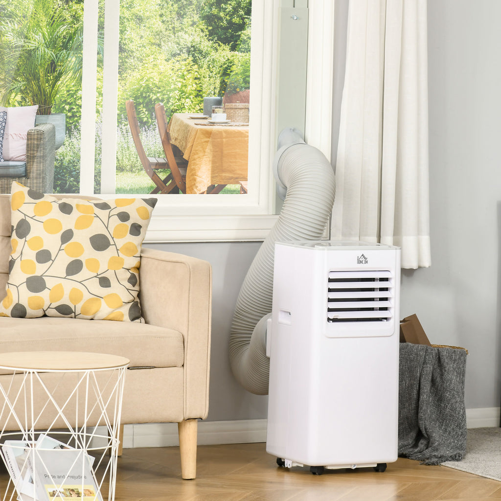 HOMCOM 7000 BTU Mobile Air Conditioner Portable AC Unit for Cooling Dehumidifying Ventilating with Remote Controller, LED Display for Bedroom, White