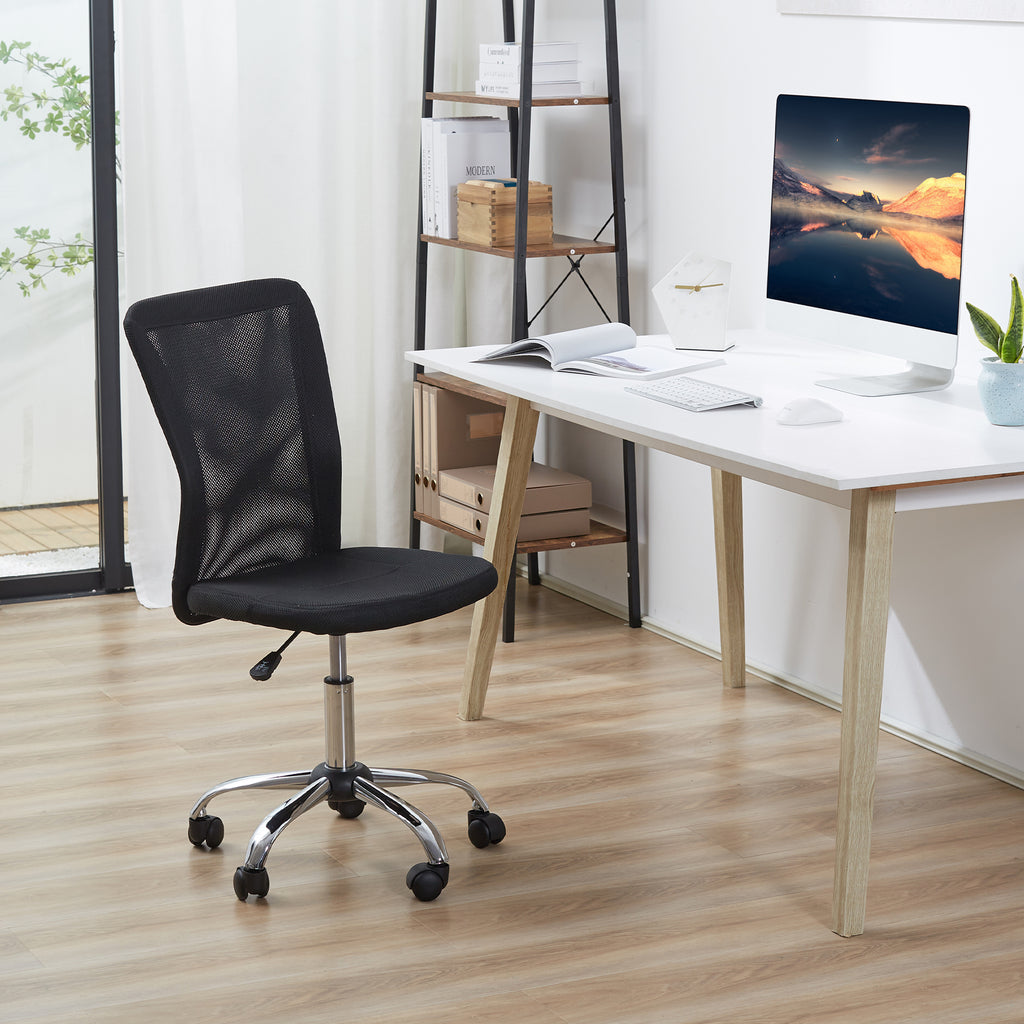 Vinsetto Home Office Mesh Task Chair Ergonomic Armless Mid Back Height Adjustable with Swivel Wheels, Black
