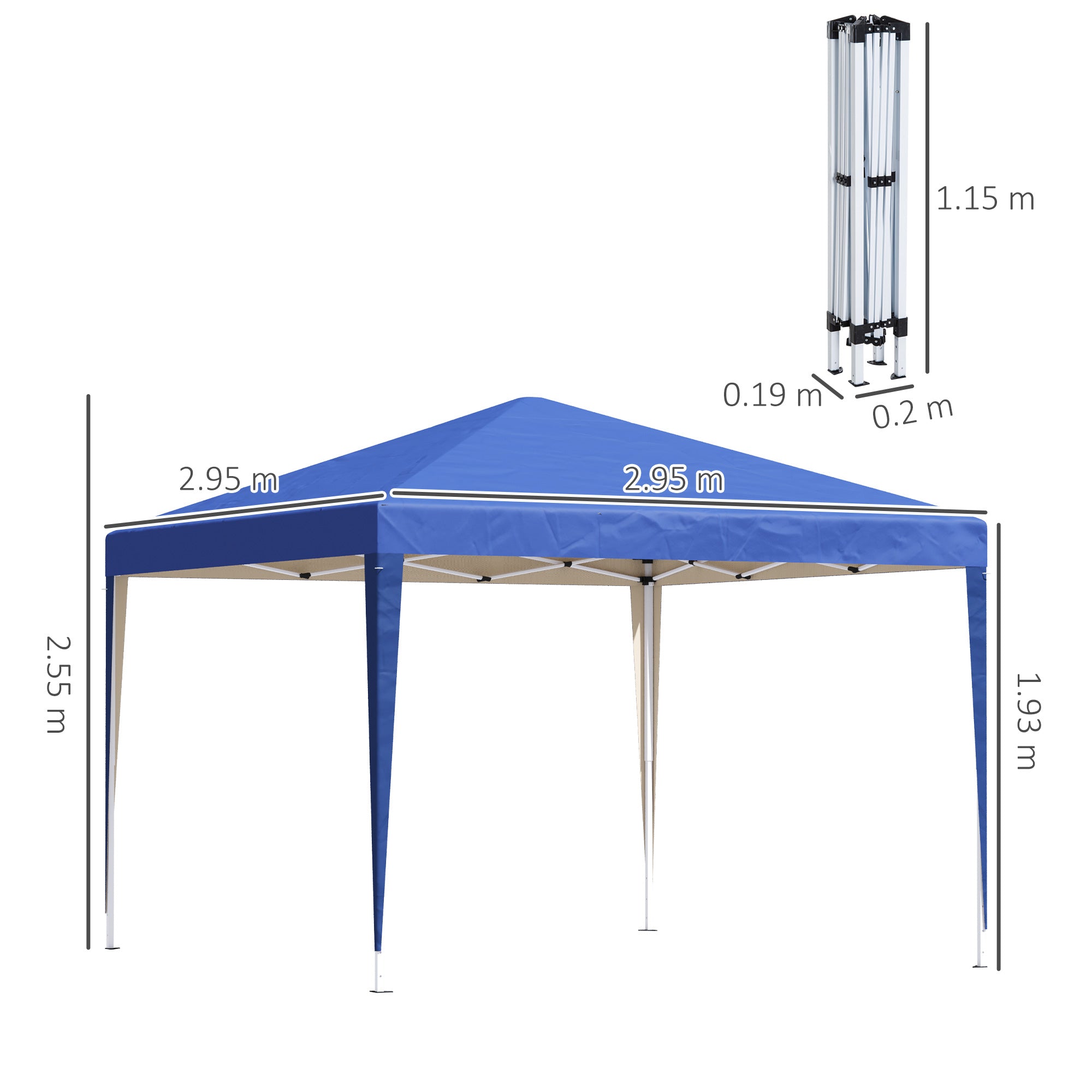 Outsunny 3 x 3M Garden Pop Up Gazebo Marquee Party Tent Wedding Canopy (Blue) + Carrying Bag - Inspirely