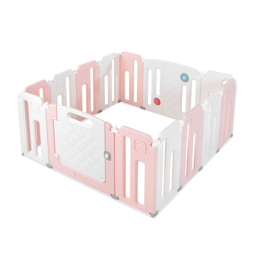 Foldable Baby Playpen with Whiteboard and Rotatable Ball-Pink