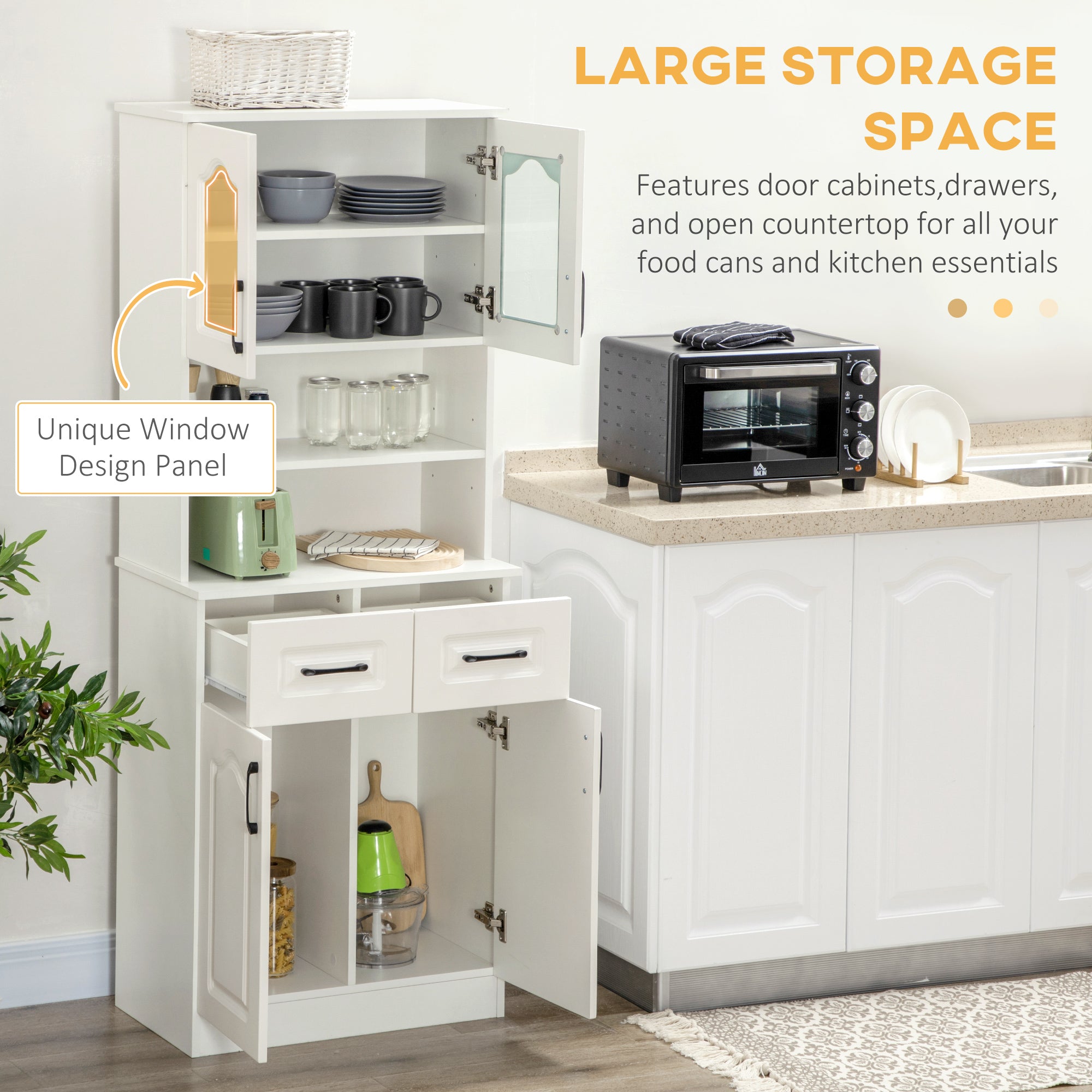 HOMCOM Kitchen Floor Cabinet Side Storage Cupboard Multi-Use Sideboard