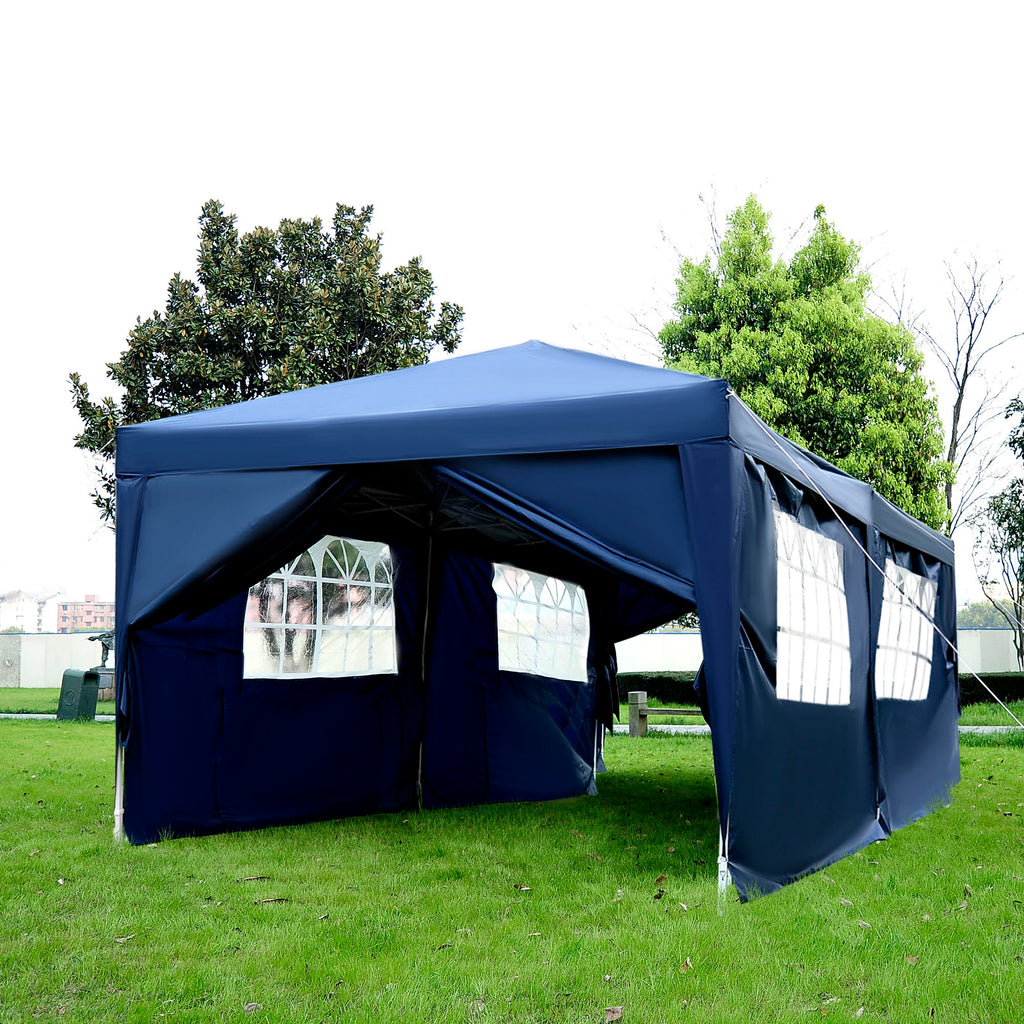 Outsunny 3 x 6m Garden Heavy Duty Water Resistant Pop Up Gazebo Marquee Party Tent Wedding Canopy Awning-Blue - Inspirely