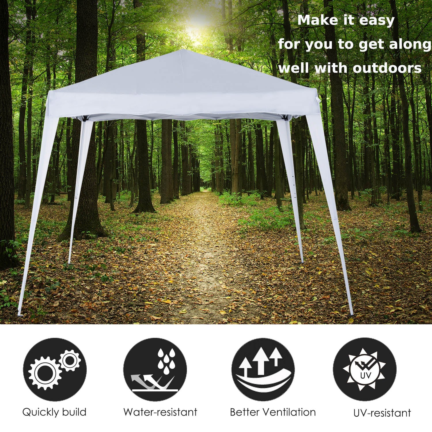 Outsunny Pop-Up  Tent,  3Lx3Wx2.4H m-White - Inspirely