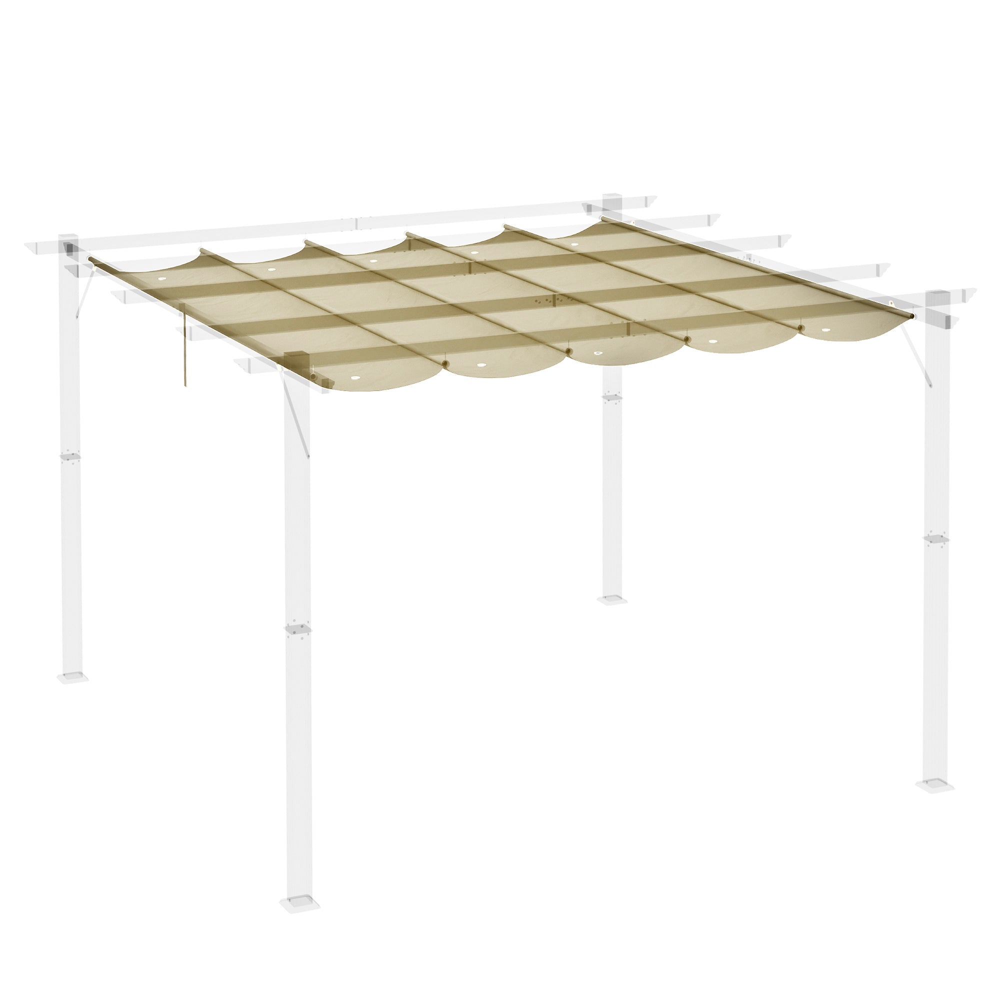 Outsunny Retractable Pergola Shade Cover, Replacement Canopy for 4 x 3 (m) Pergola, Retractable Roof, Beige
