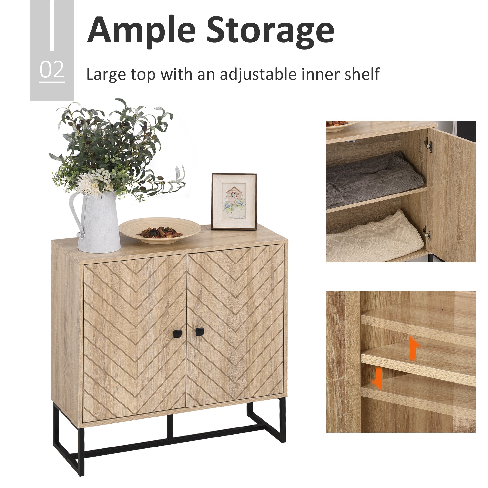 HOMCOM Storage Cabinet Adjustable Shelf Metal Frame Handles Tabletop Unique Home Style Organiser - Inspirely