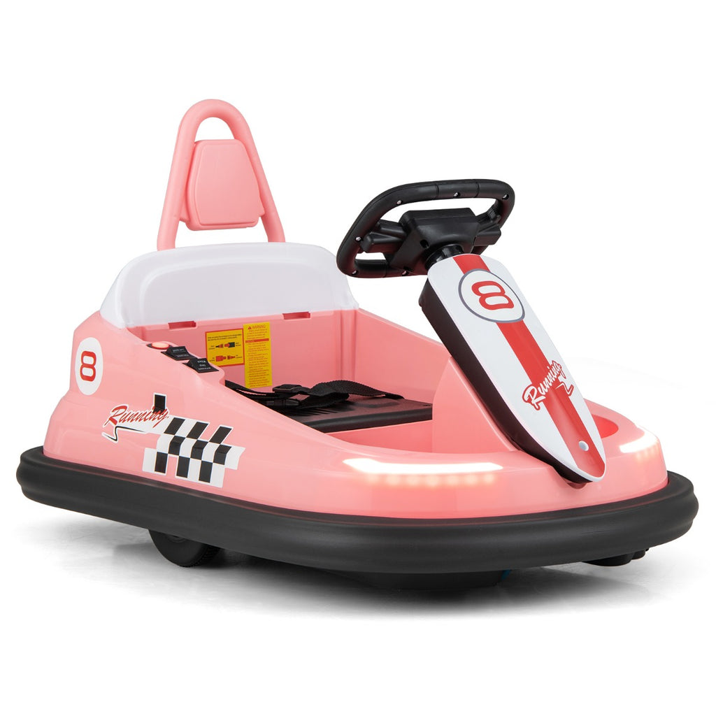 Electric kids Ride-on Bumper Car with 360 Spinning and Dual Motors-Pink