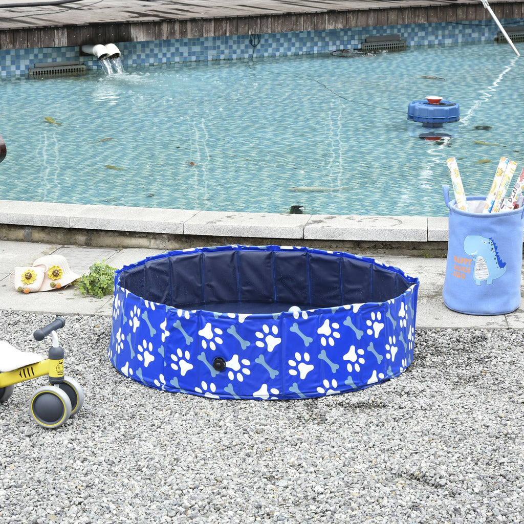 PawHut Dog Swimming Pool Foldable Pet Bathing Shower Tub Padding Pool Dog Cat Puppy Washer Indoor/Outdoor Φ120 × 30H cm M Sized - Inspirely