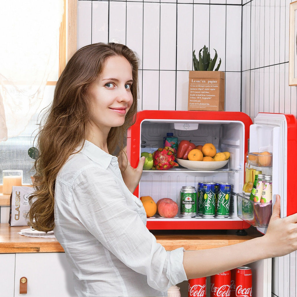0~10℃ Compact Refrigerator with Reversible Door for Dorm Apartment-Red